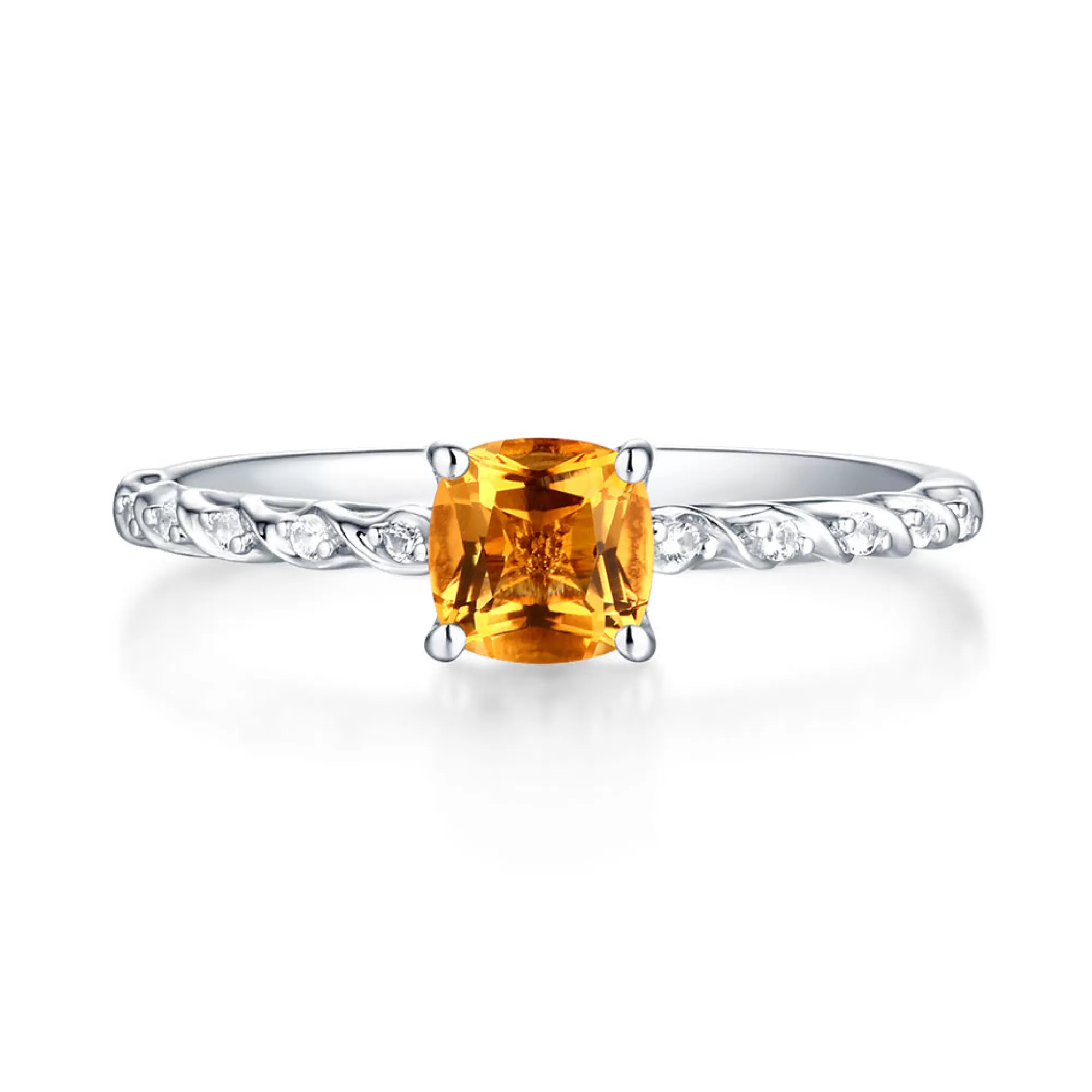 Rings^Layering & Stacking Citrine & Lab Created White Sapphire Layering Ring In Sterling Silver