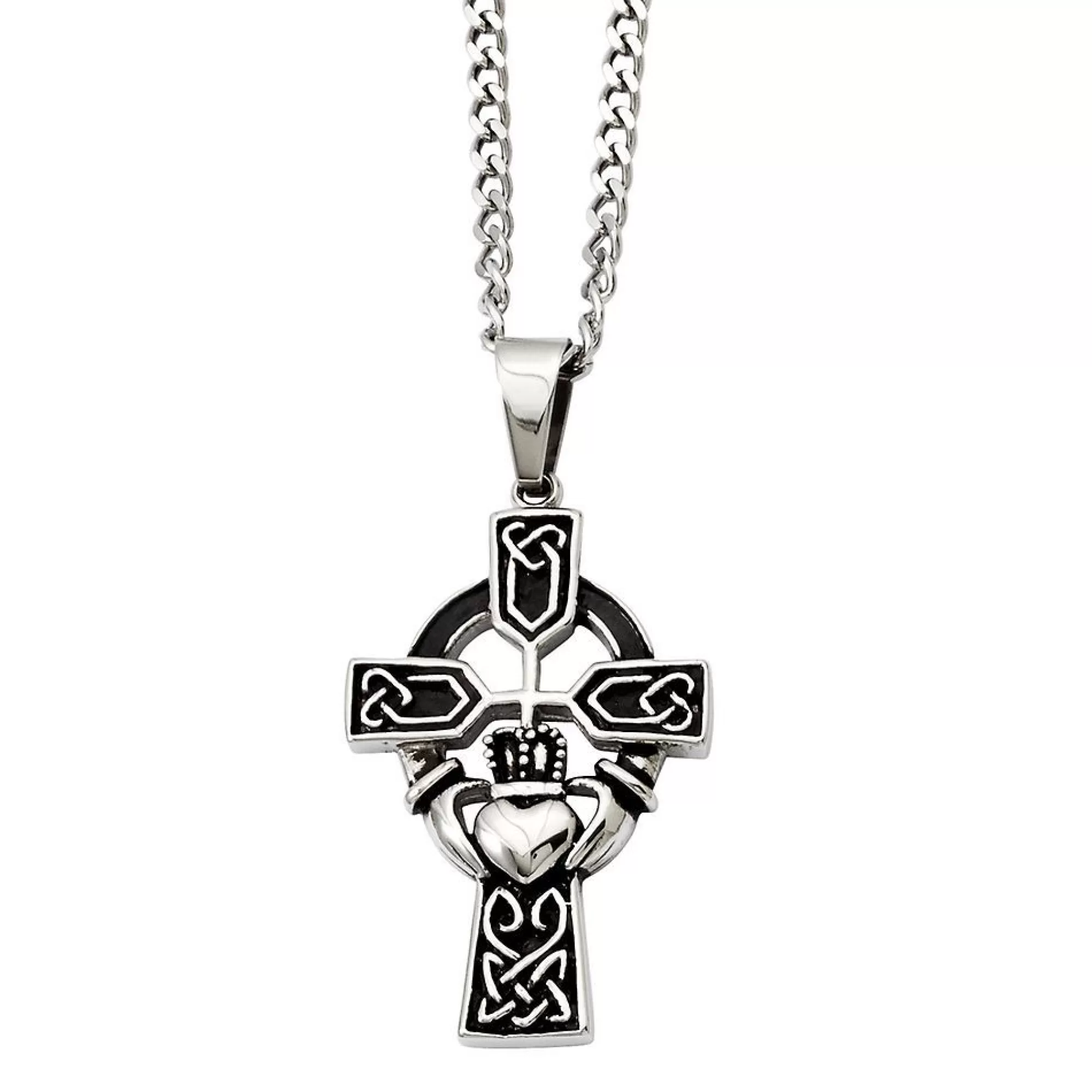 Necklaces & Pendants^* Claddagh Cross Pendant In Stainless Steel