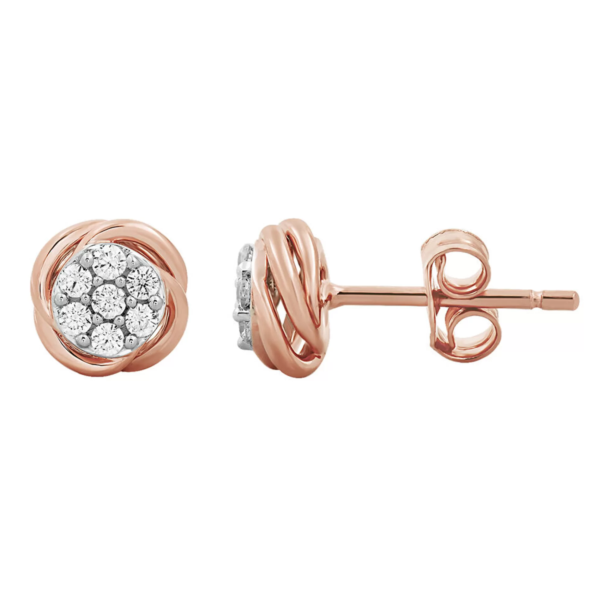 Earrings^Mirabela® Cluster Diamond Earrings In 10K Rose Gold (1/4 Ct. Tw.)