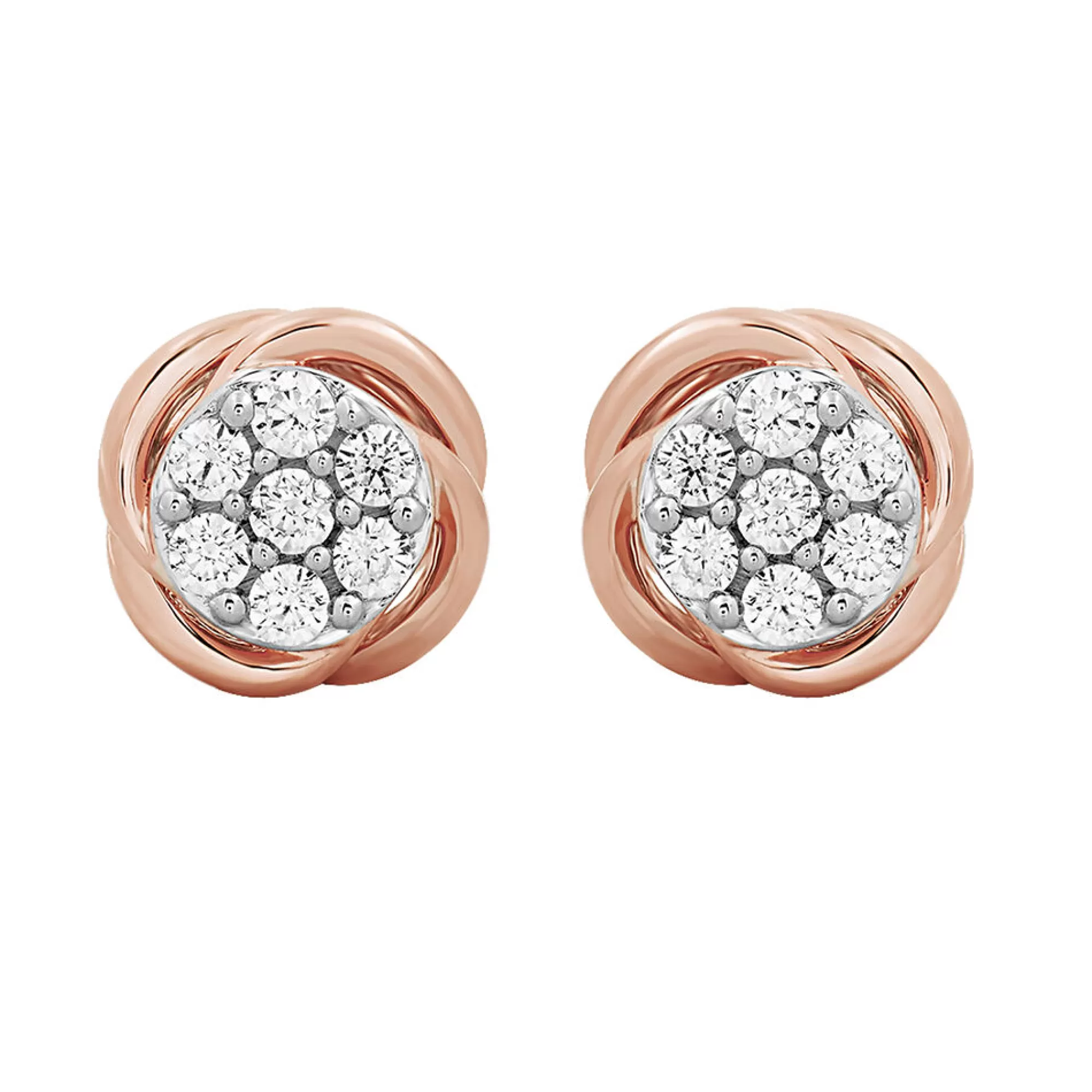 Earrings^Mirabela® Cluster Diamond Earrings In 10K Rose Gold (1/4 Ct. Tw.)