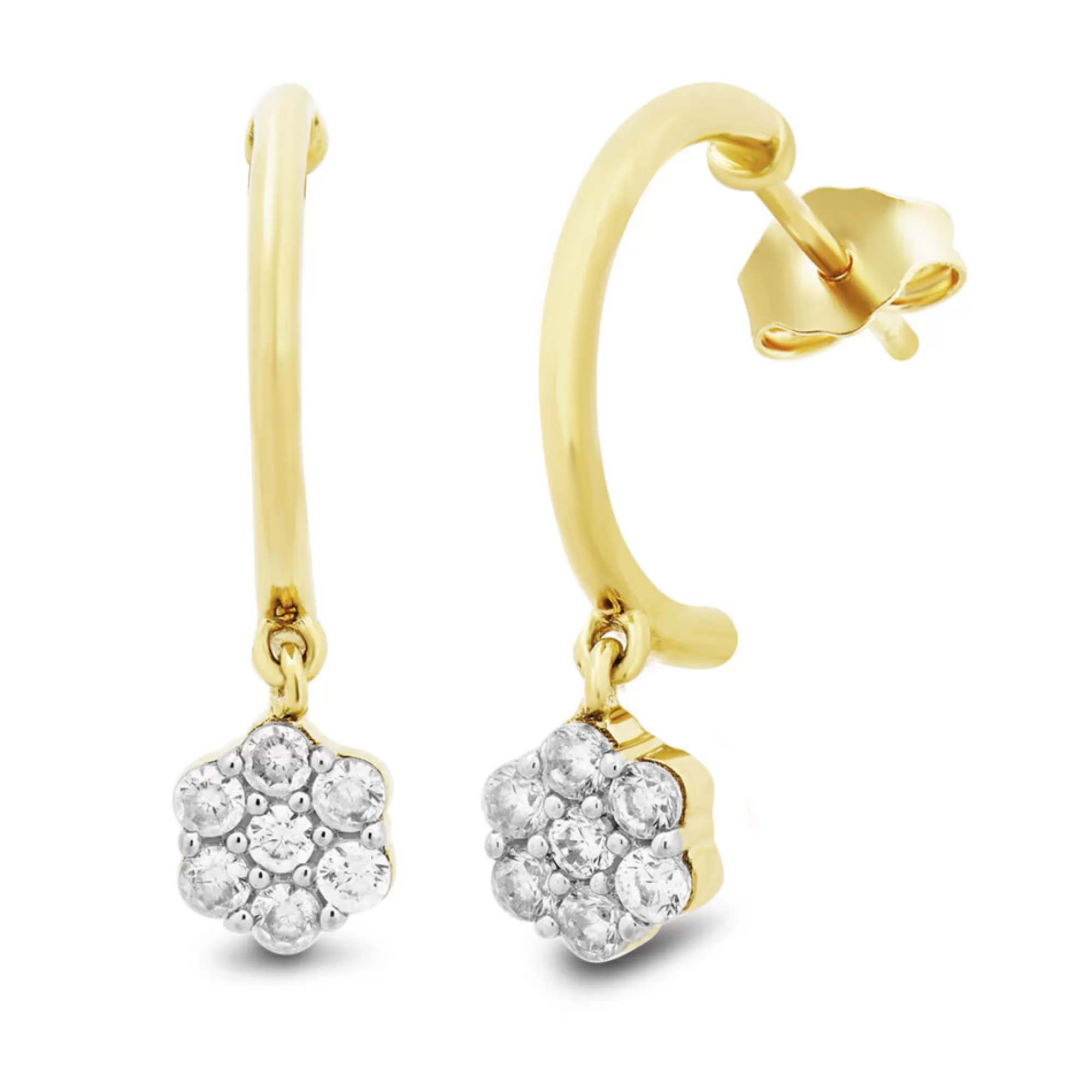 Earrings^Mirabela® Cluster Diamond Earrings In 10K Yellow Gold (1/4 Ct. Tw.)