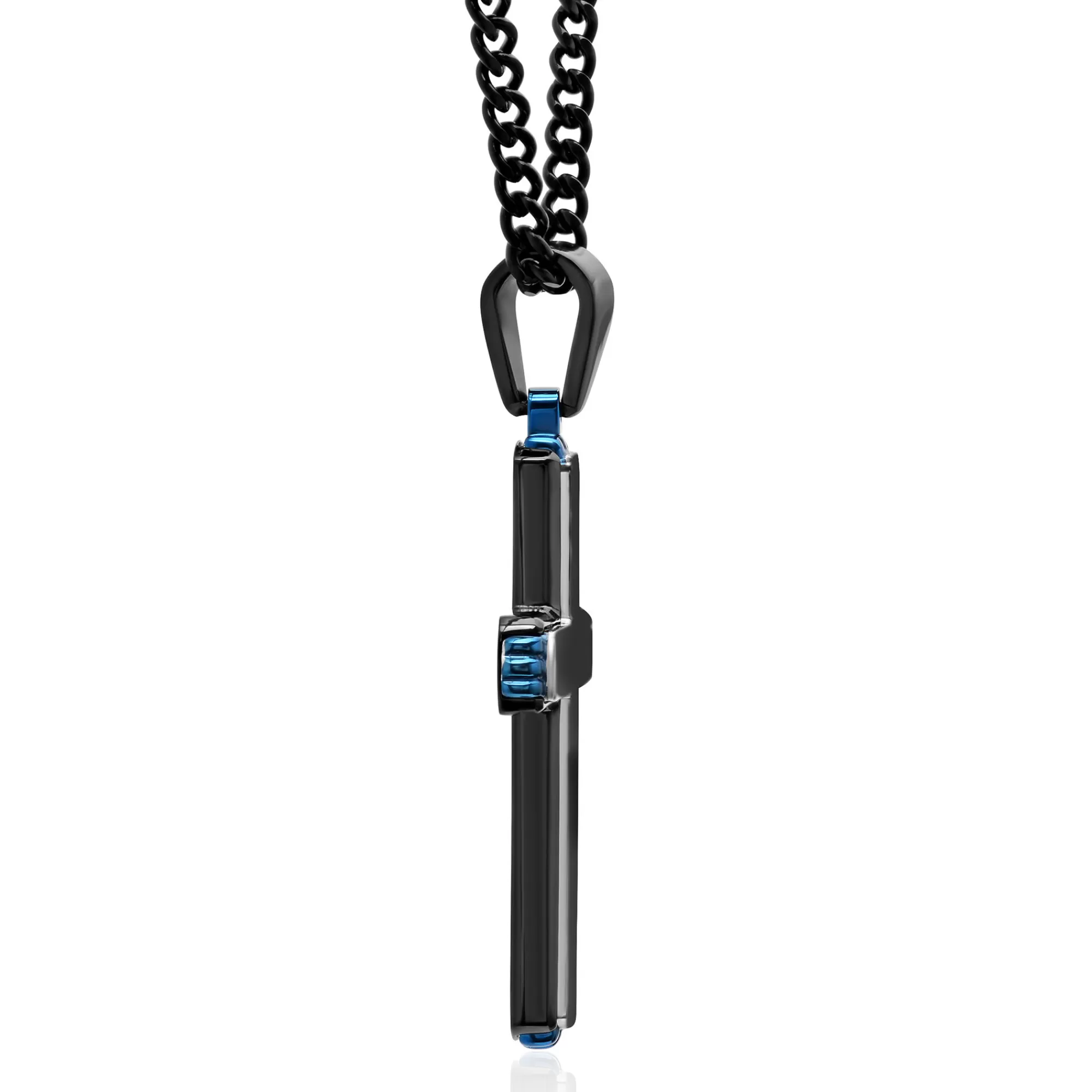 Necklaces & Pendants^* Cross Pendant In Black And Blue Ion-Plated Stainless Steel