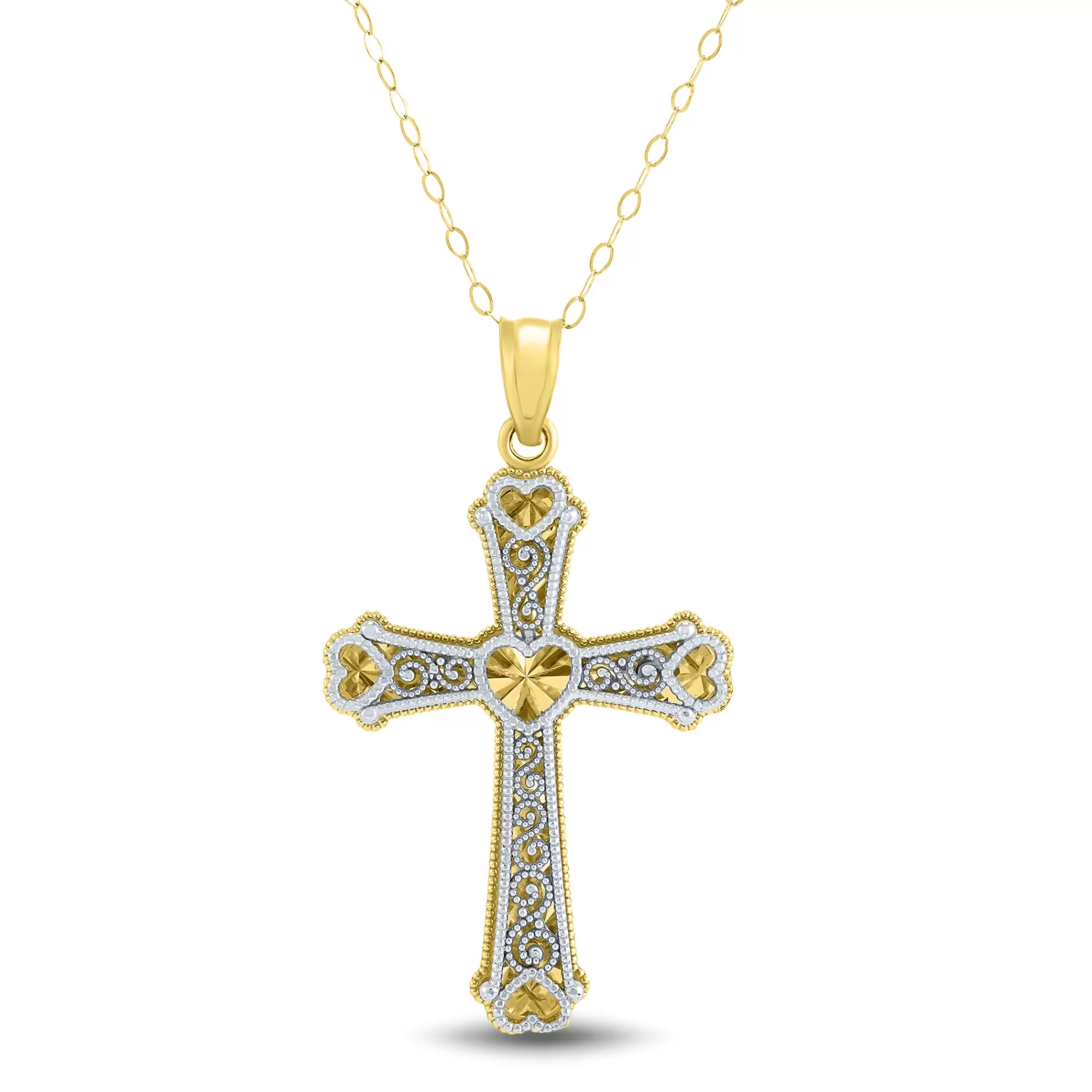 Necklaces & Pendants^* Cross Pendant In 14K Yellow & White Gold