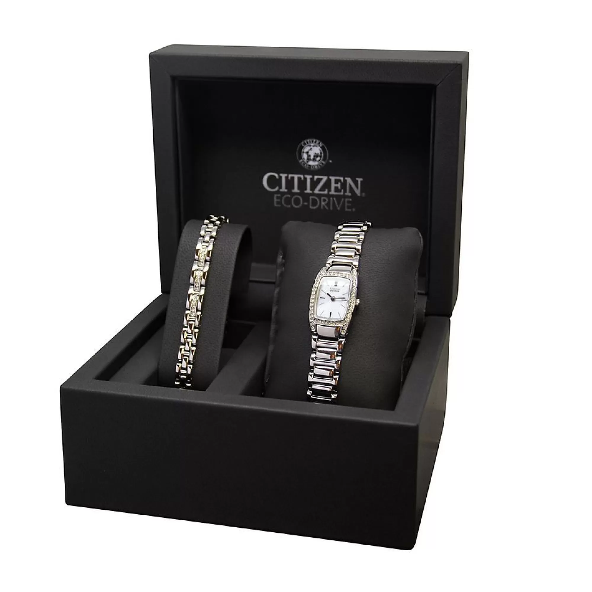 Women's Watches^Citizen® Eco™ Crystal Women's Watch & Bracelet Set In Stainless Steel