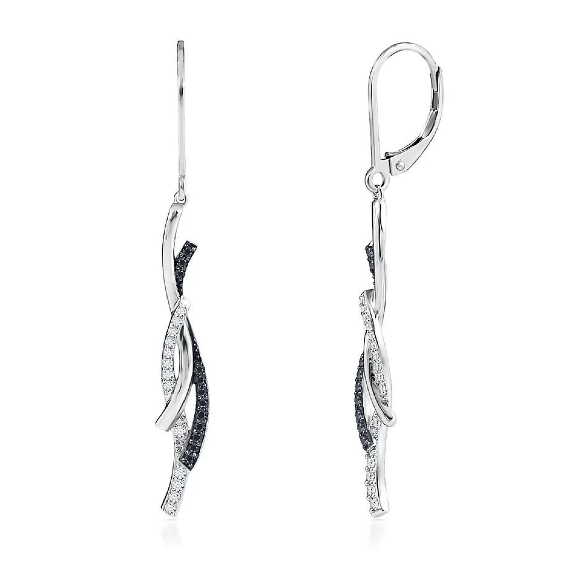 Earrings^* 1/4 Ct. Tw. Black & White Diamond Earrings In Sterling Silver