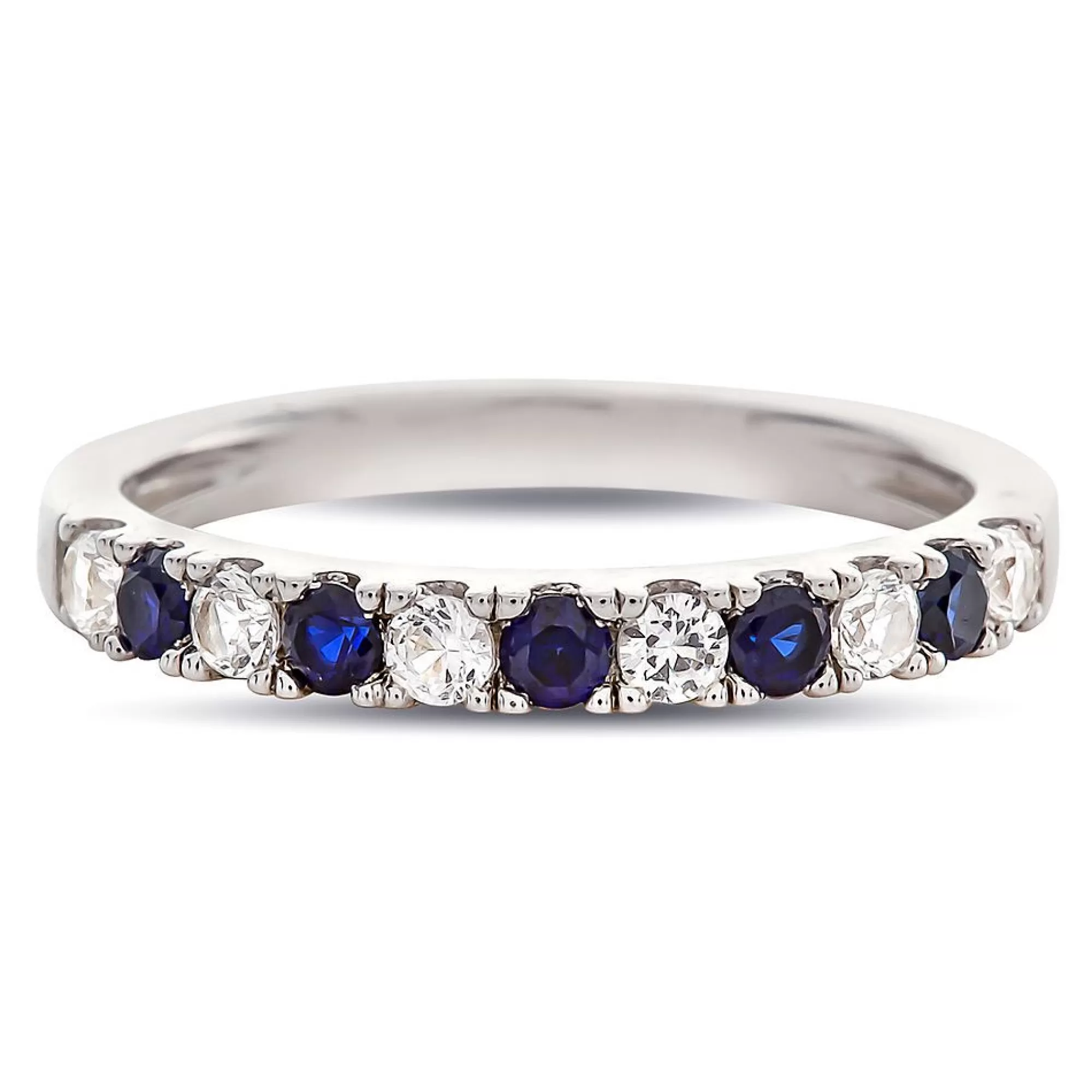 Rings^Layering & Stacking 1/4 Ct. Tw. Diamond & Sapphire Band In 10K White Gold