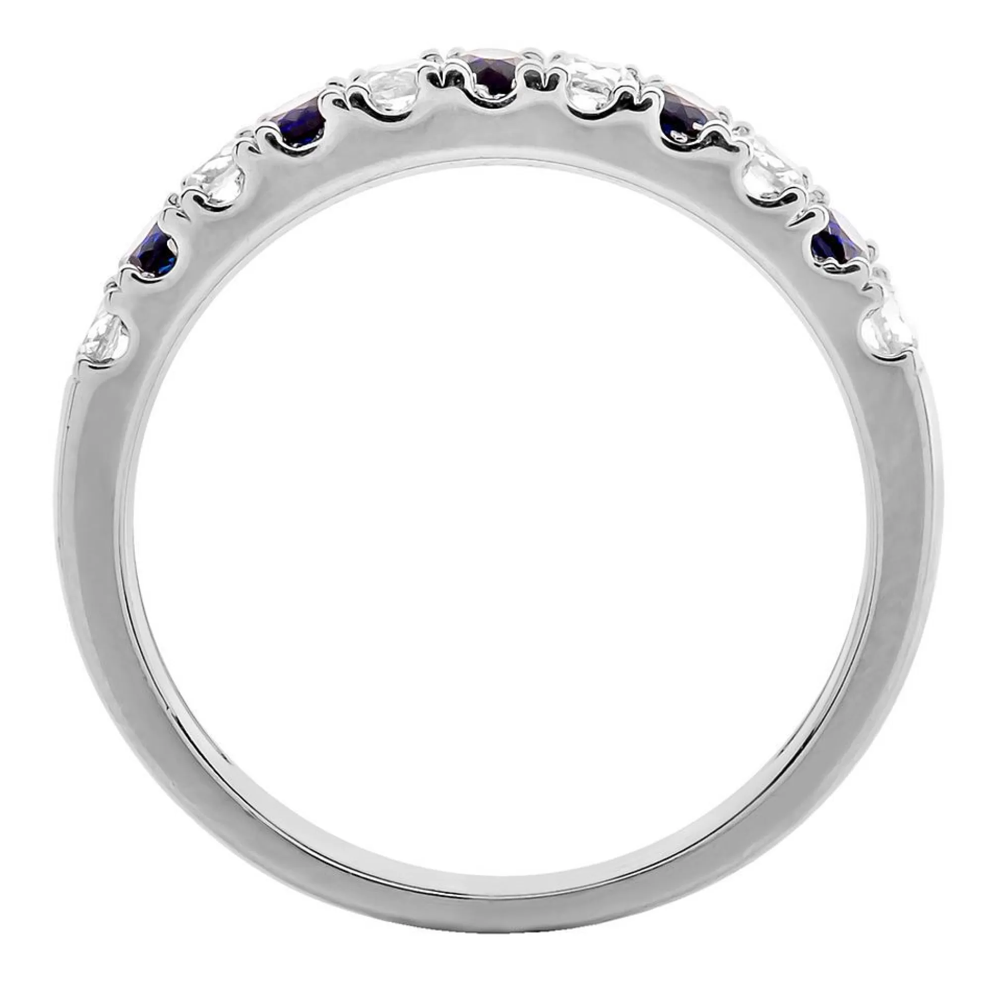 Rings^Layering & Stacking 1/4 Ct. Tw. Diamond & Sapphire Band In 10K White Gold