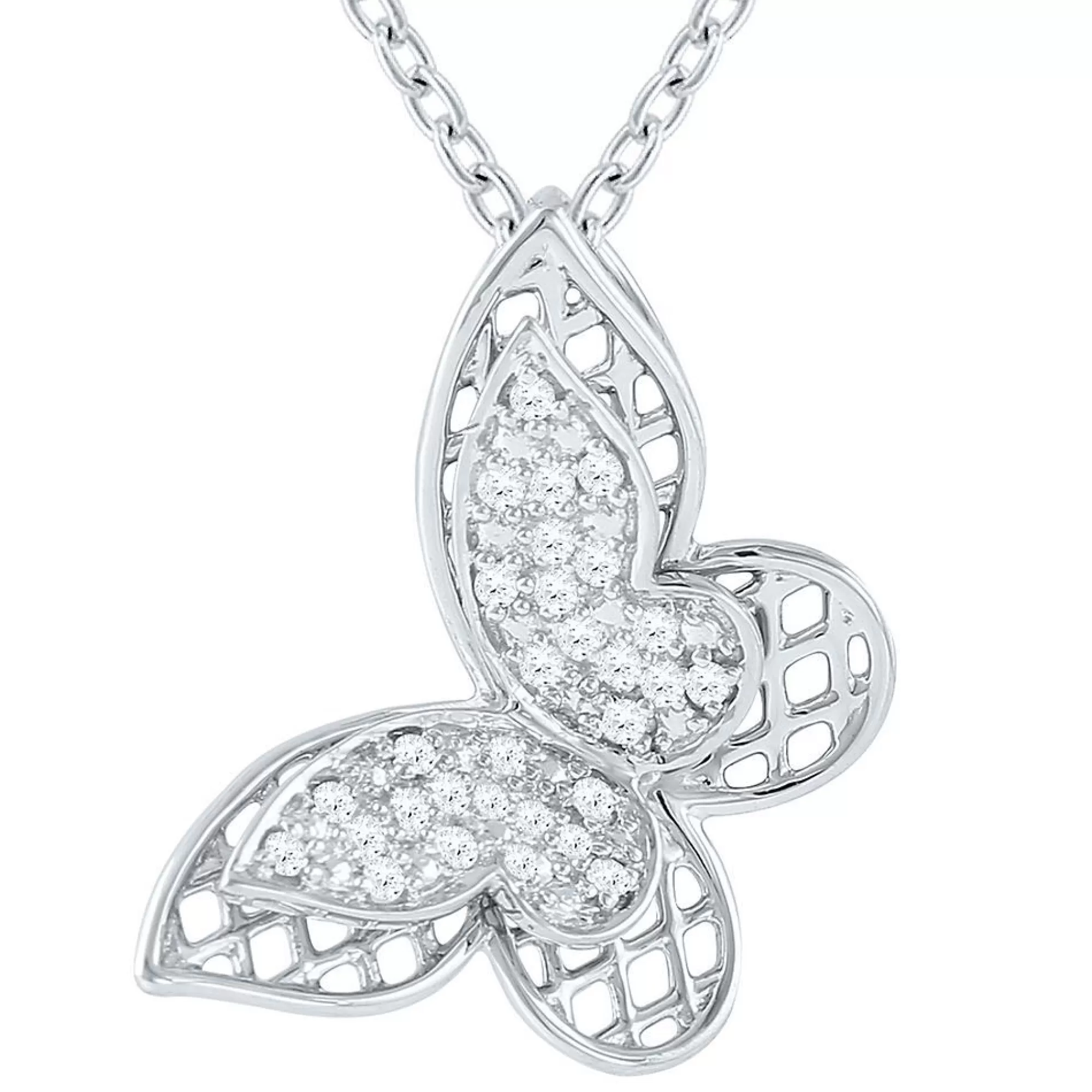 Necklaces & Pendants^* 1/10 Ct. Tw. Diamond Butterfly Pendant In Sterling Silver