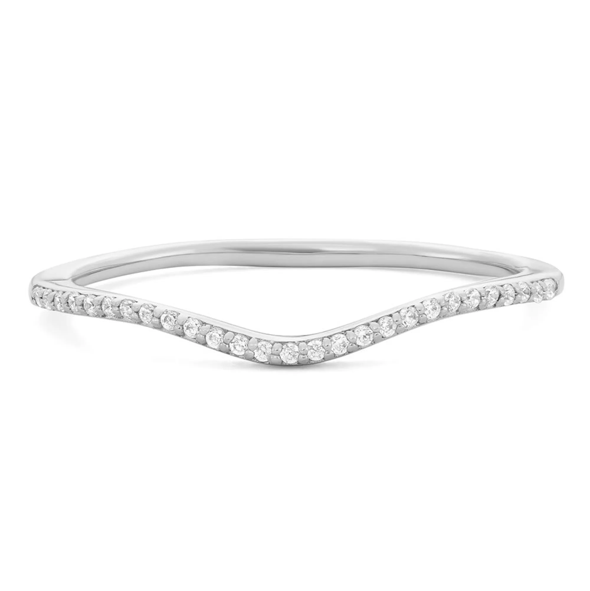 Rings^* 1/10 Ct. Tw. Diamond Contour Band In 10K White Gold