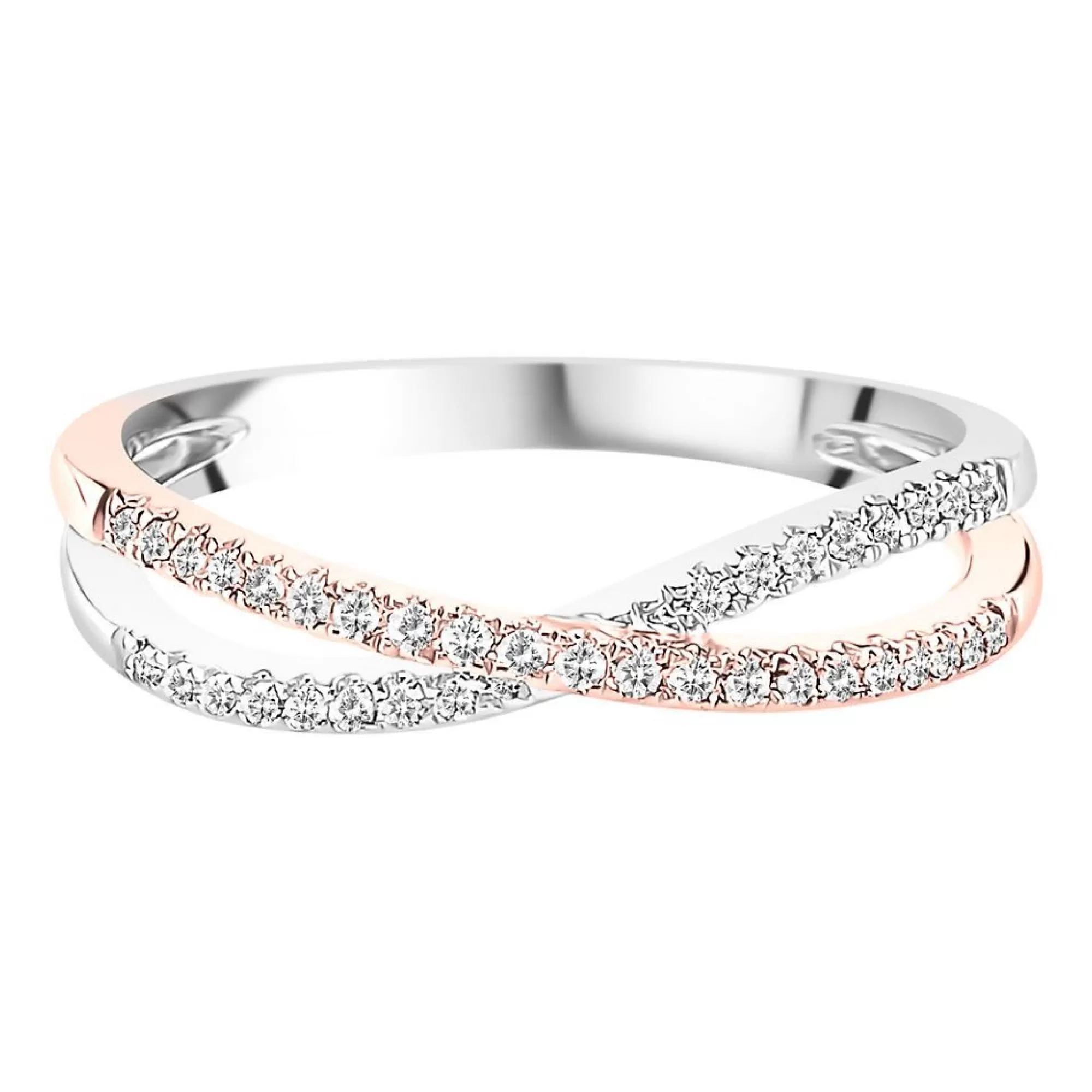 Rings^Layering & Stacking 1/7 Ct. Tw. Diamond Criss Cross Ring In 10K White & Rose Gold