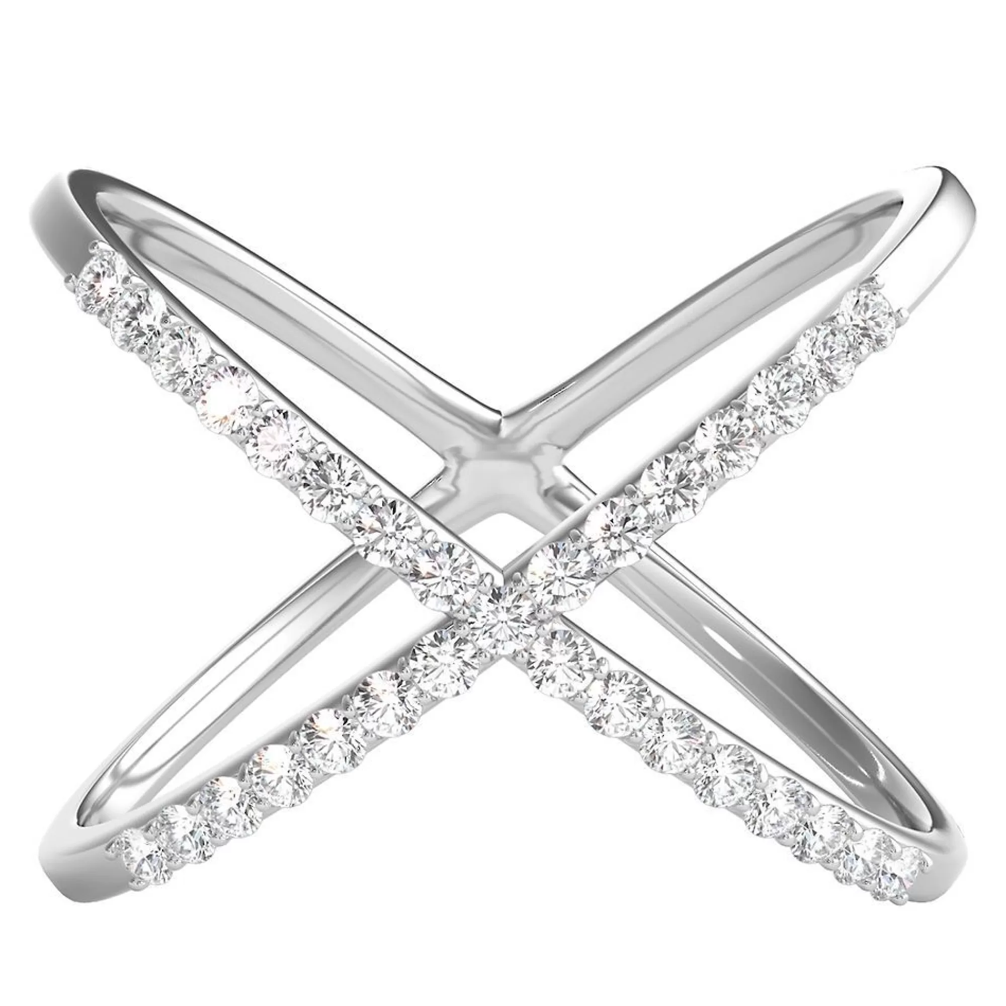 Rings^* 1/10 Ct. Tw. Diamond Crisscross Ring In Sterling Silver