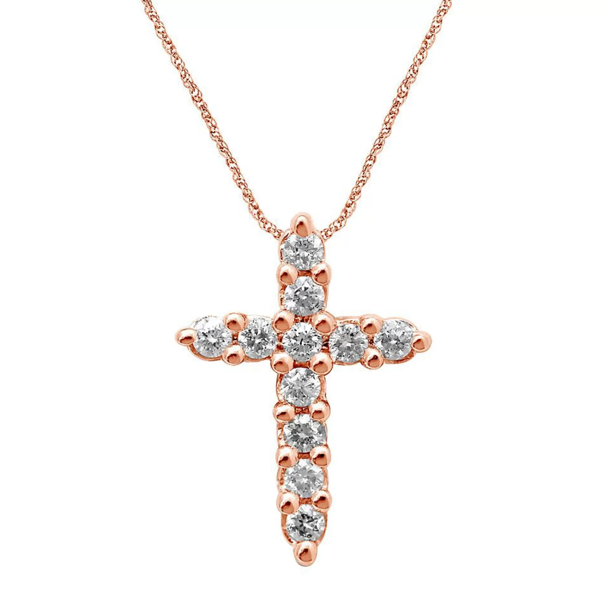 Necklaces & Pendants^* 1/4 Ct. Tw. Diamond Cross Pendant In 14K Rose Gold