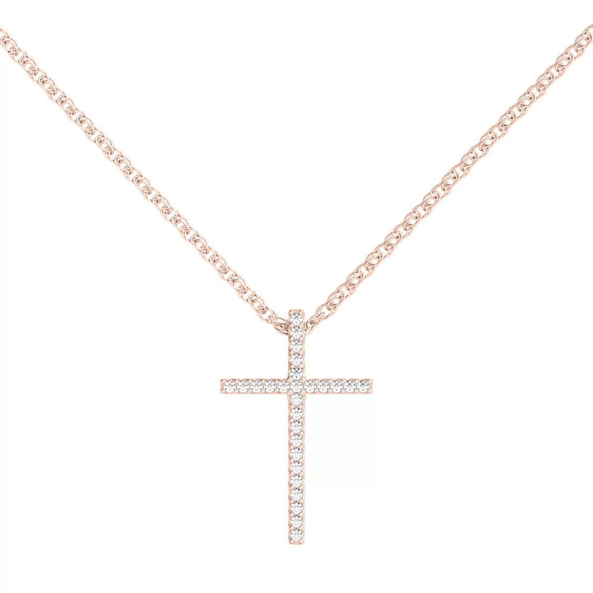 Necklaces & Pendants^* 1/10 Ct. Tw. Diamond Cross Pendant In 10K Rose Gold