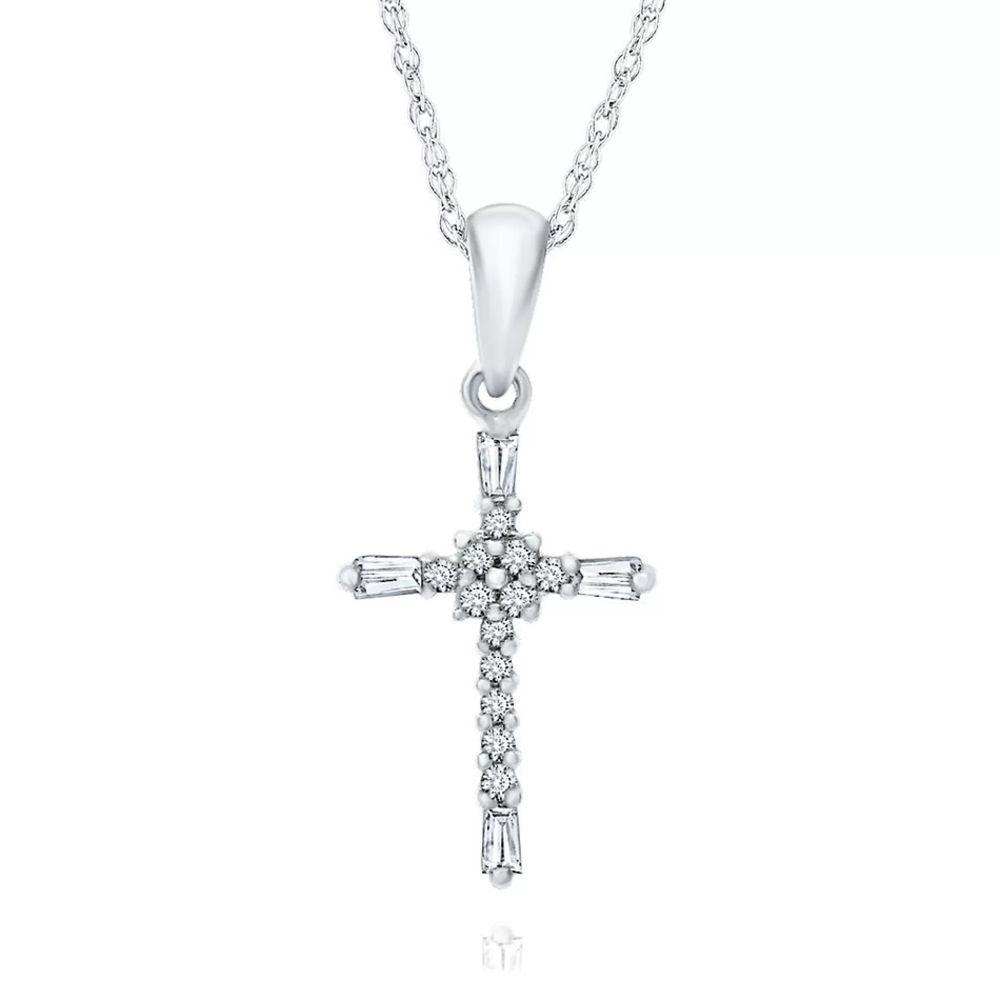 Necklaces & Pendants^* 1/10 Ct. Tw. Diamond Cross Pendant In 10K White Gold