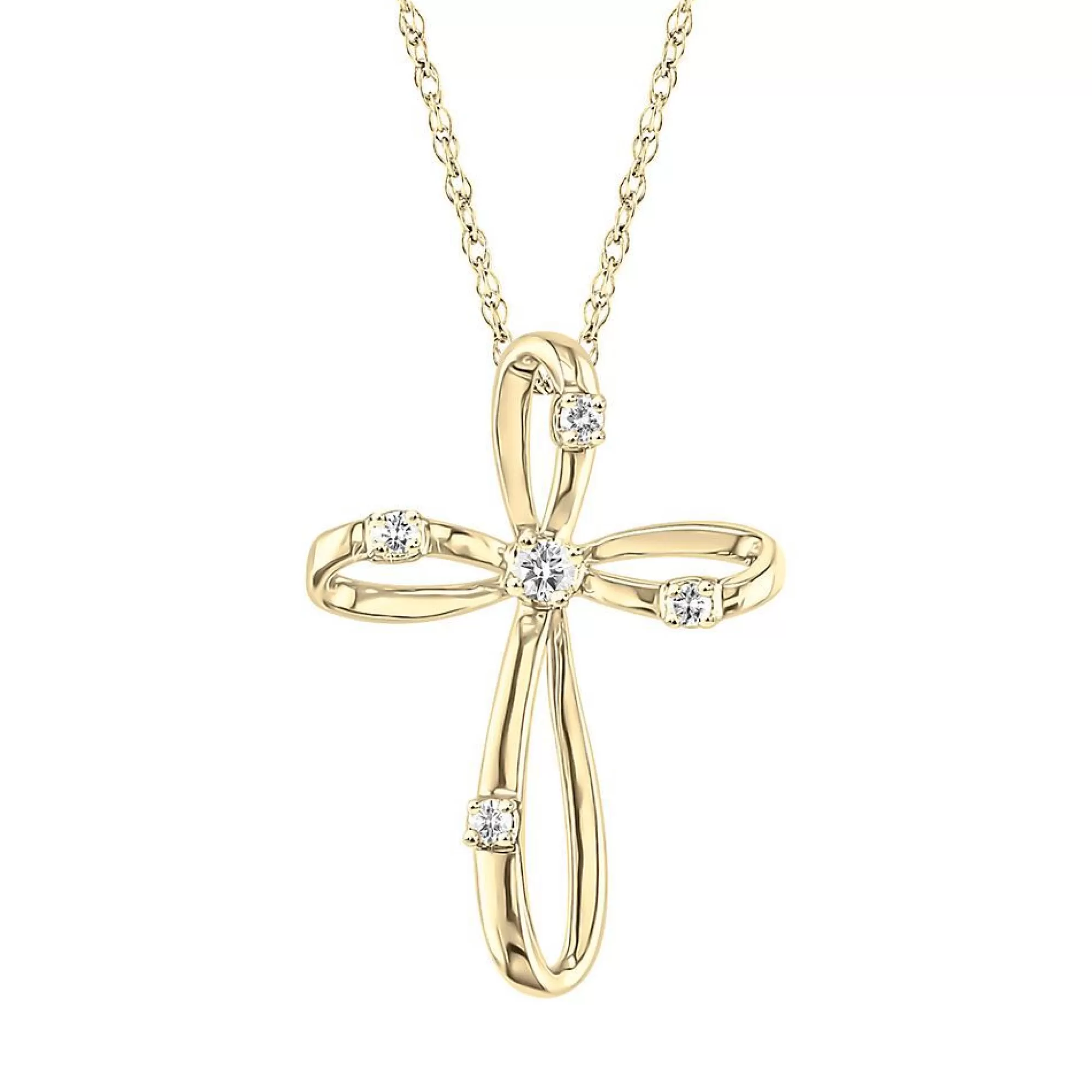 Necklaces & Pendants^* 1/10 Ct. Tw. Diamond Cross Pendant In 10K Yellow Gold