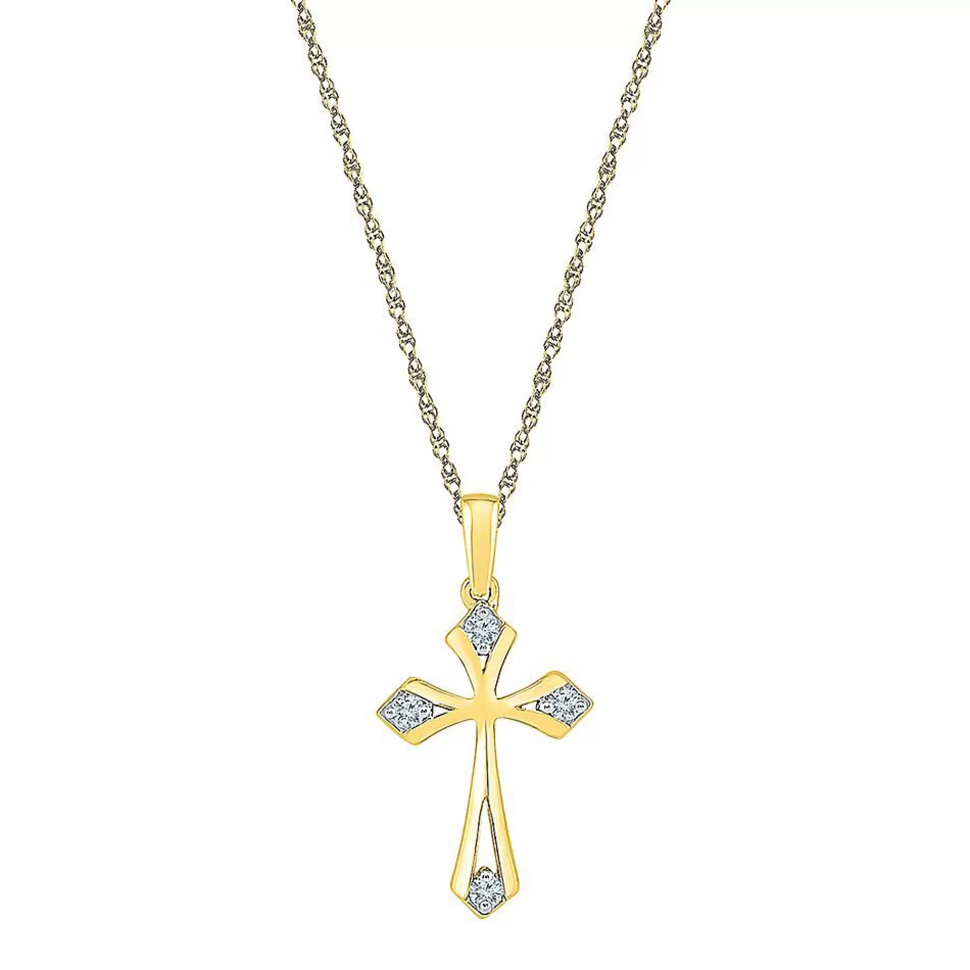 Necklaces & Pendants^* 1/10 Ct. Tw. Diamond Cross Pendant In 10K Yellow Gold