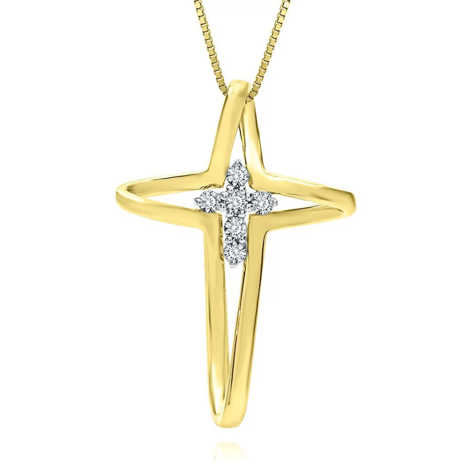 Necklaces & Pendants^* 1/10 Ct. Tw. Diamond Cross Pendant In 10K Yellow Gold