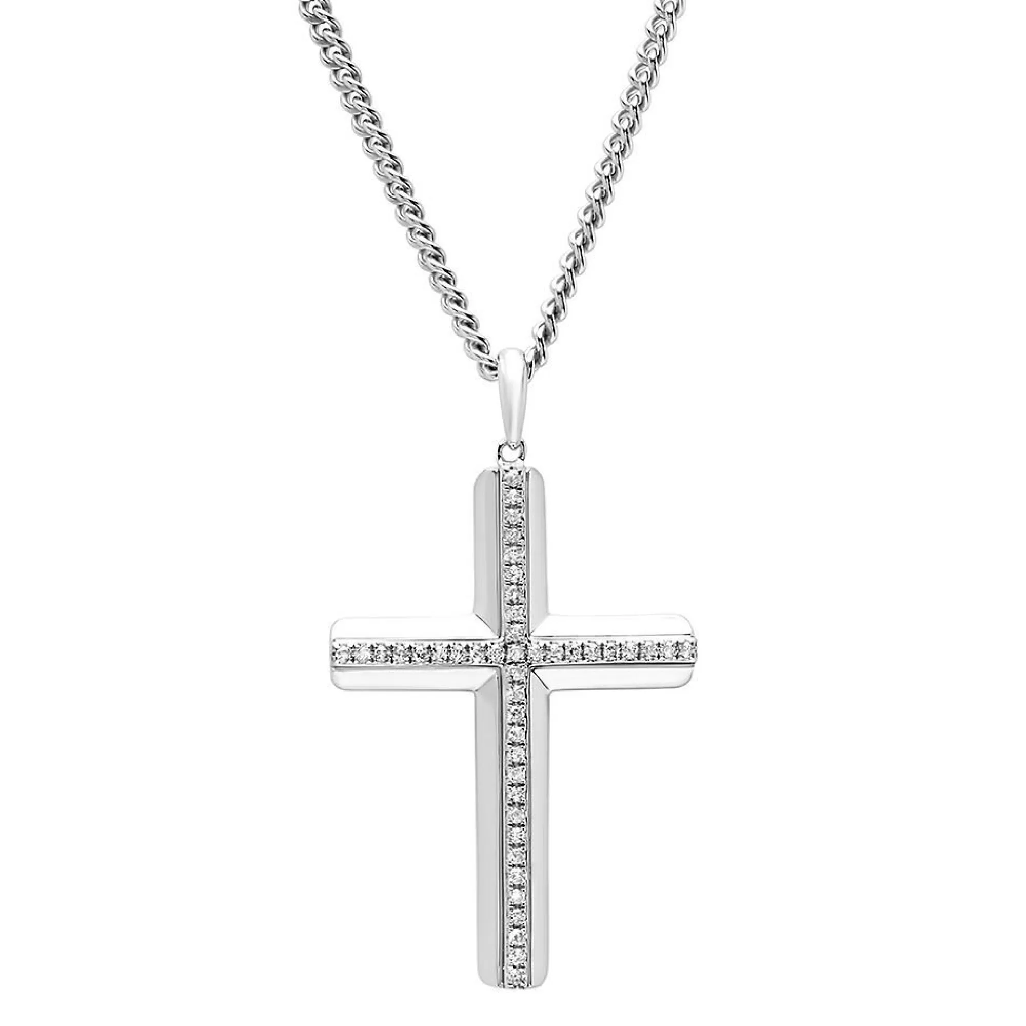 Necklaces & Pendants^* 1/4 Ct. Tw. Diamond Cross Pendant In Sterling Silver