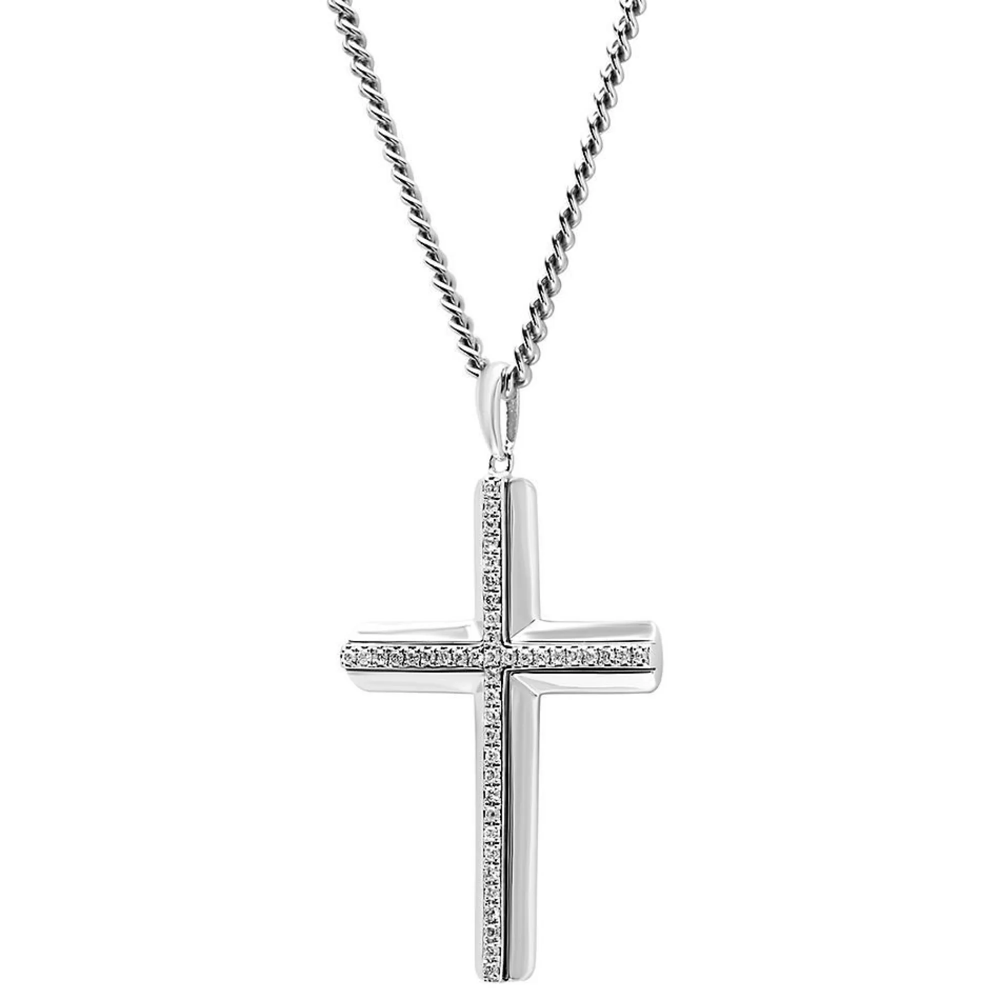 Necklaces & Pendants^* 1/4 Ct. Tw. Diamond Cross Pendant In Sterling Silver