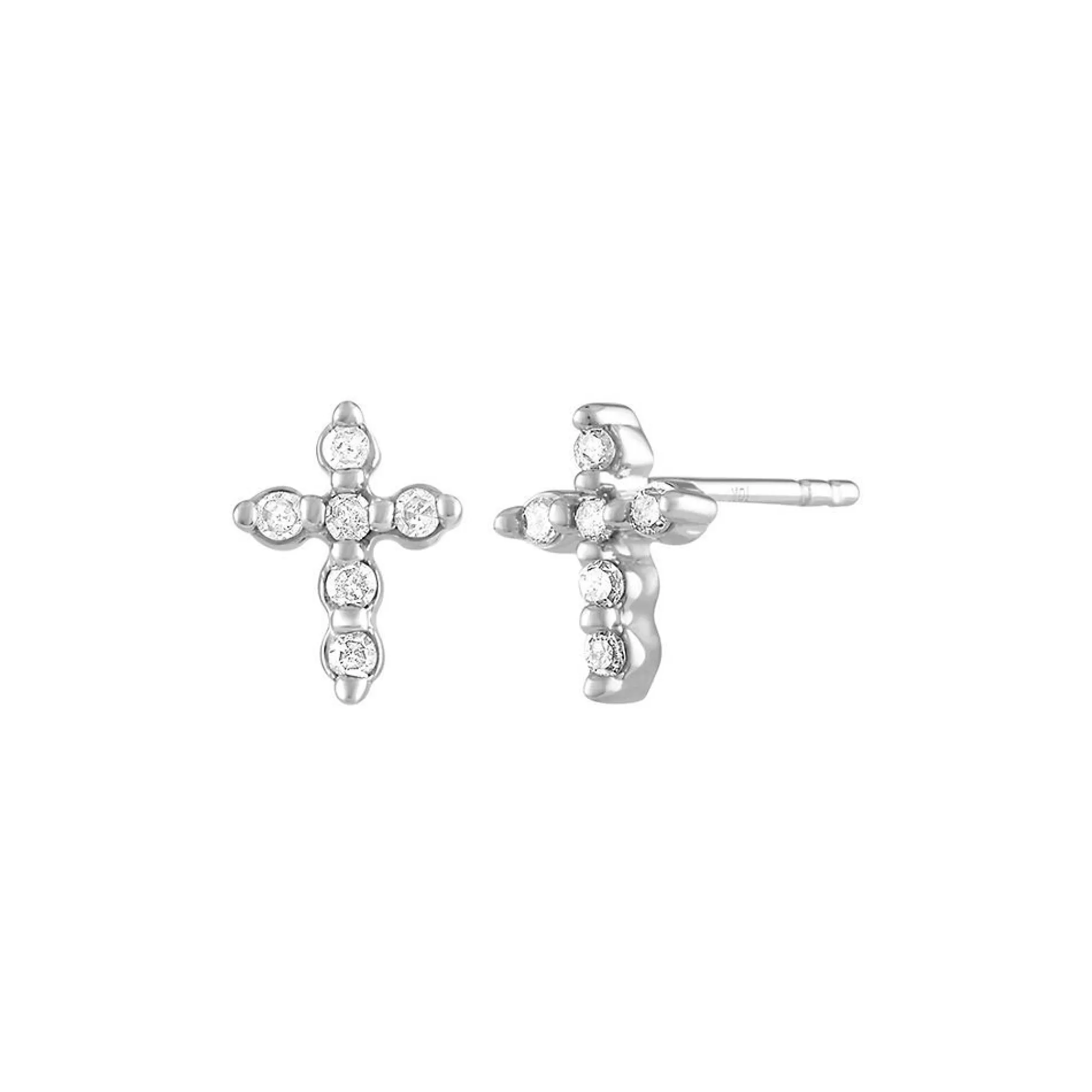 Earrings^Layering & Stacking 1/8 Ct. Tw. Diamond Cross Stud Earrings In 10K White Gold