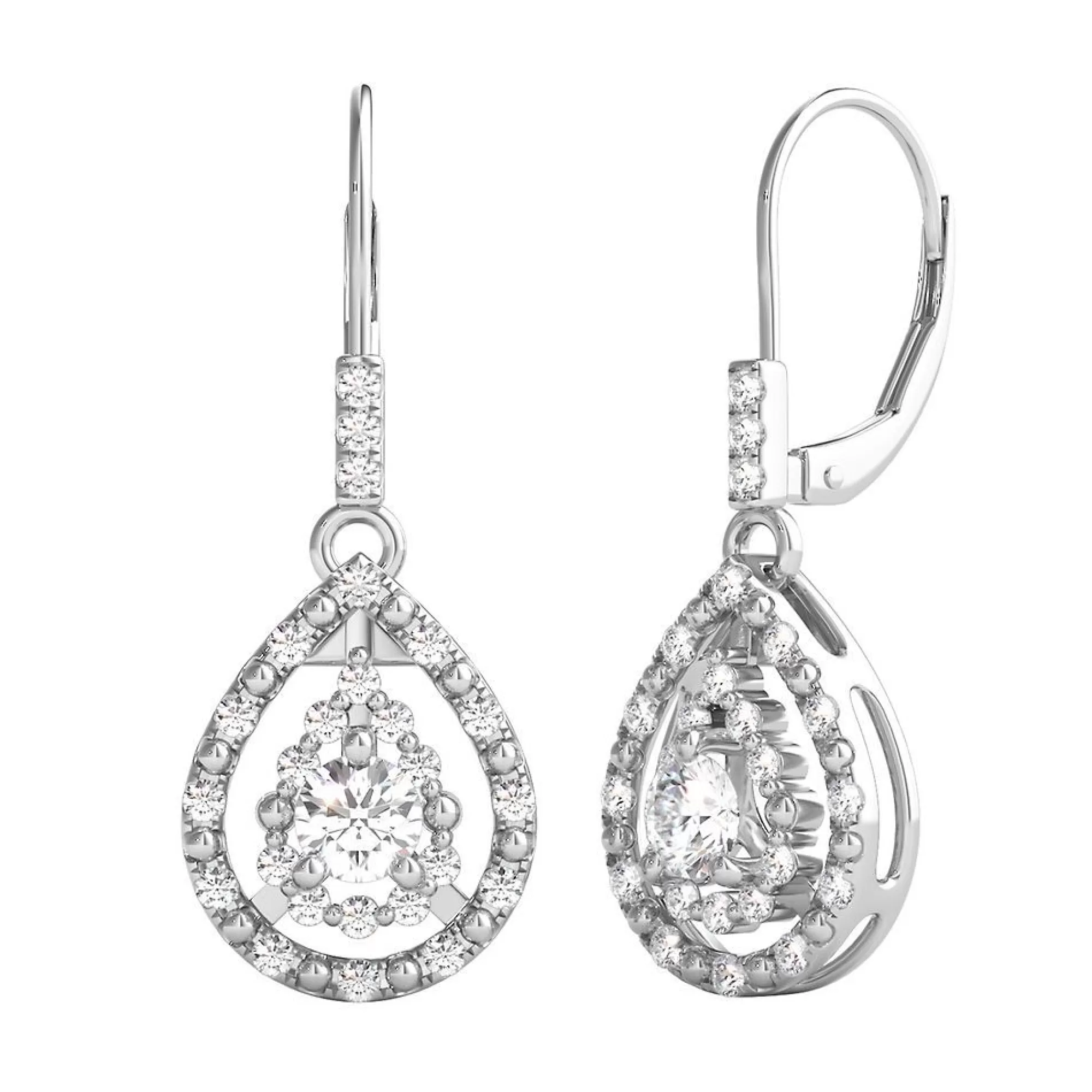 Earrings^* 1/3 Ct. Tw. Diamond Dangle Earrings In 10K White Gold