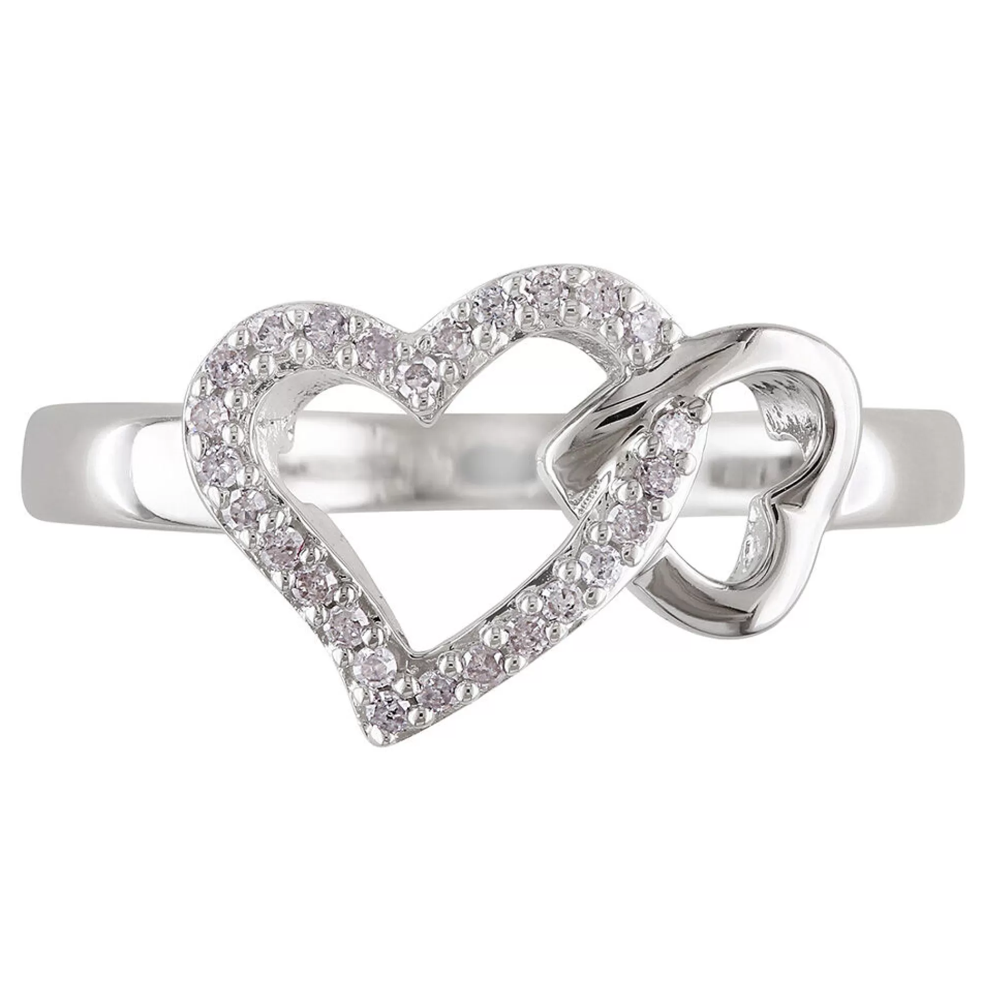 Rings^* 1/10 Ct. Tw. Diamond Double Heart Ring In Sterling Silver