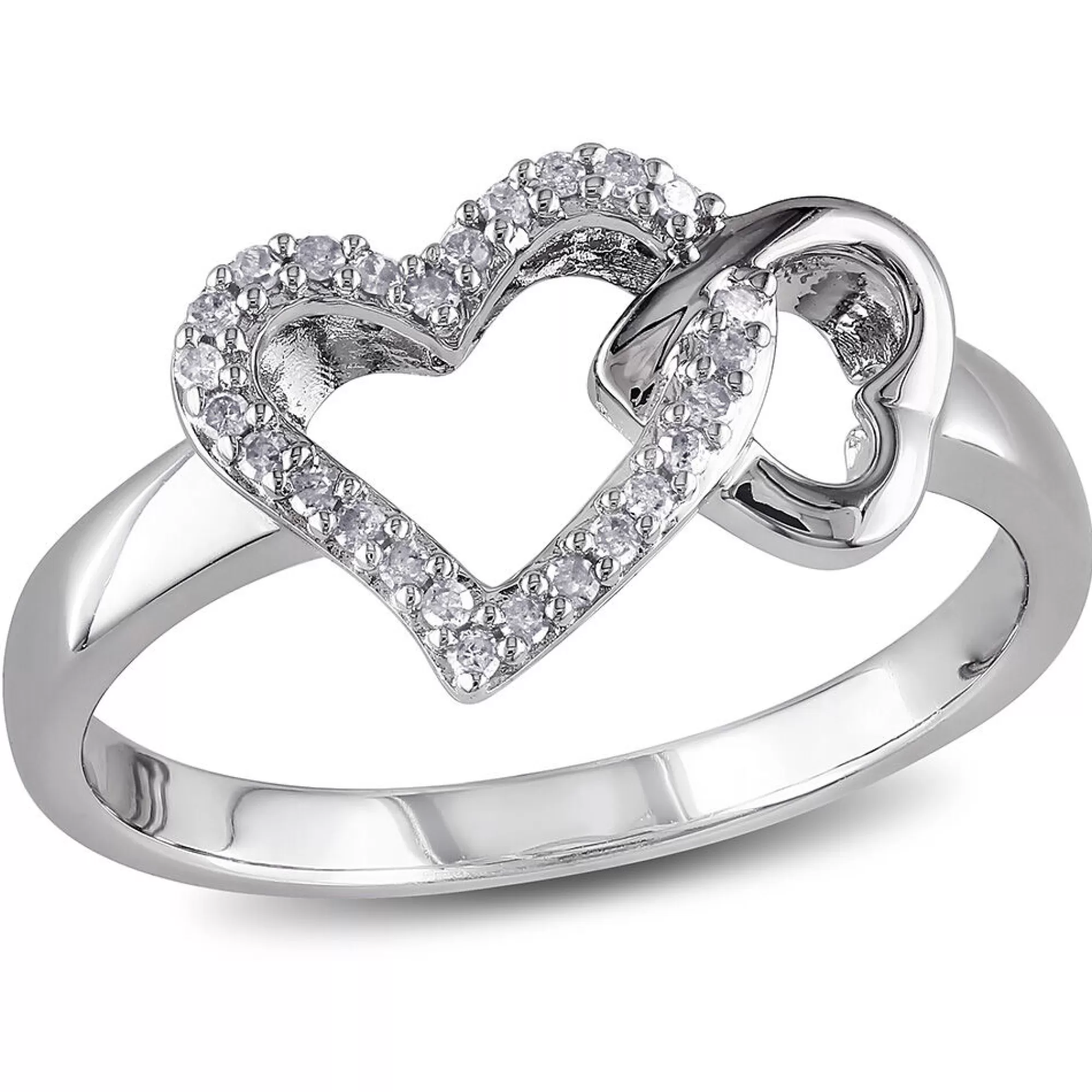 Rings^* 1/10 Ct. Tw. Diamond Double Heart Ring In Sterling Silver