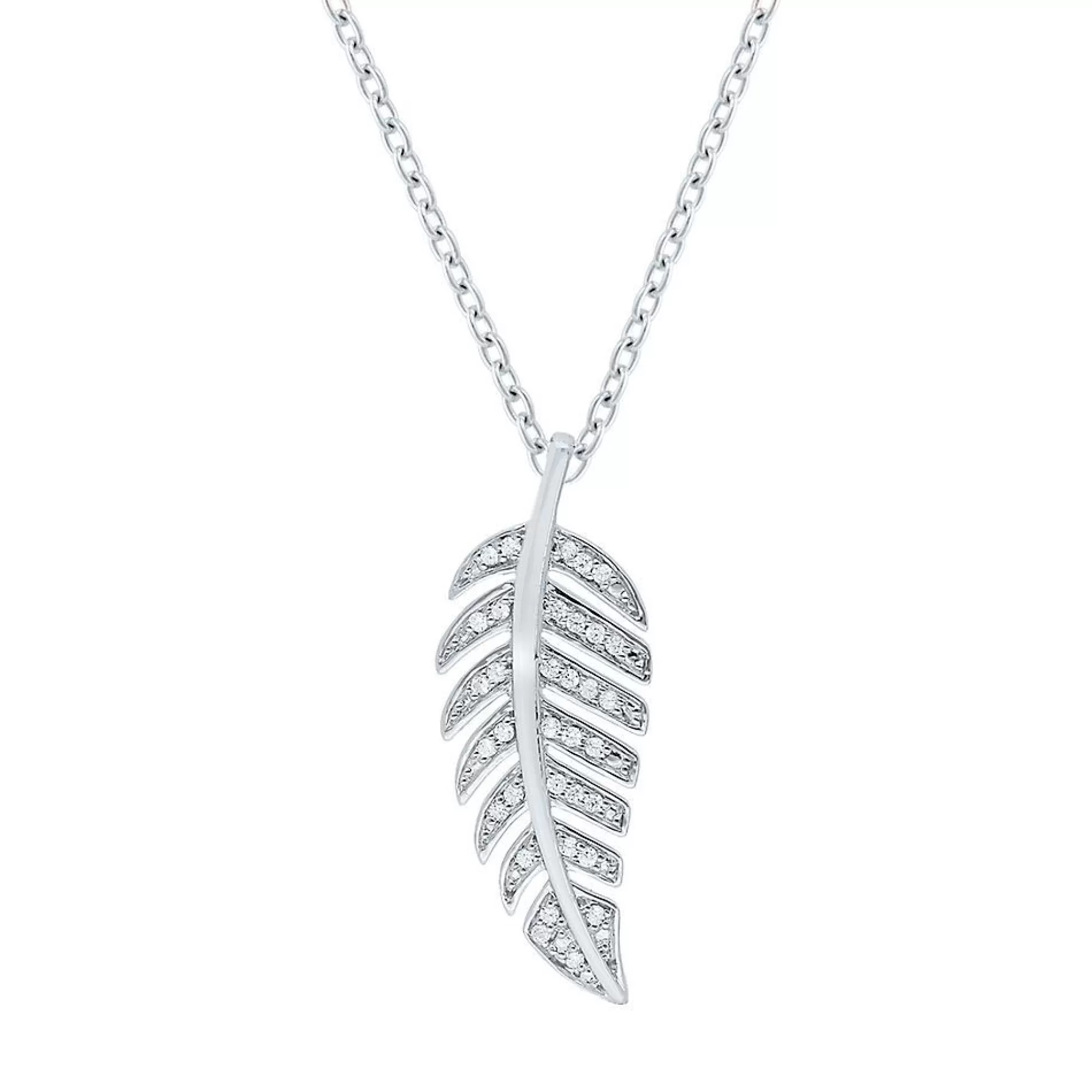 Necklaces & Pendants^* 1/10 Ct. Tw. Diamond Feather Pendant In Sterling Silver