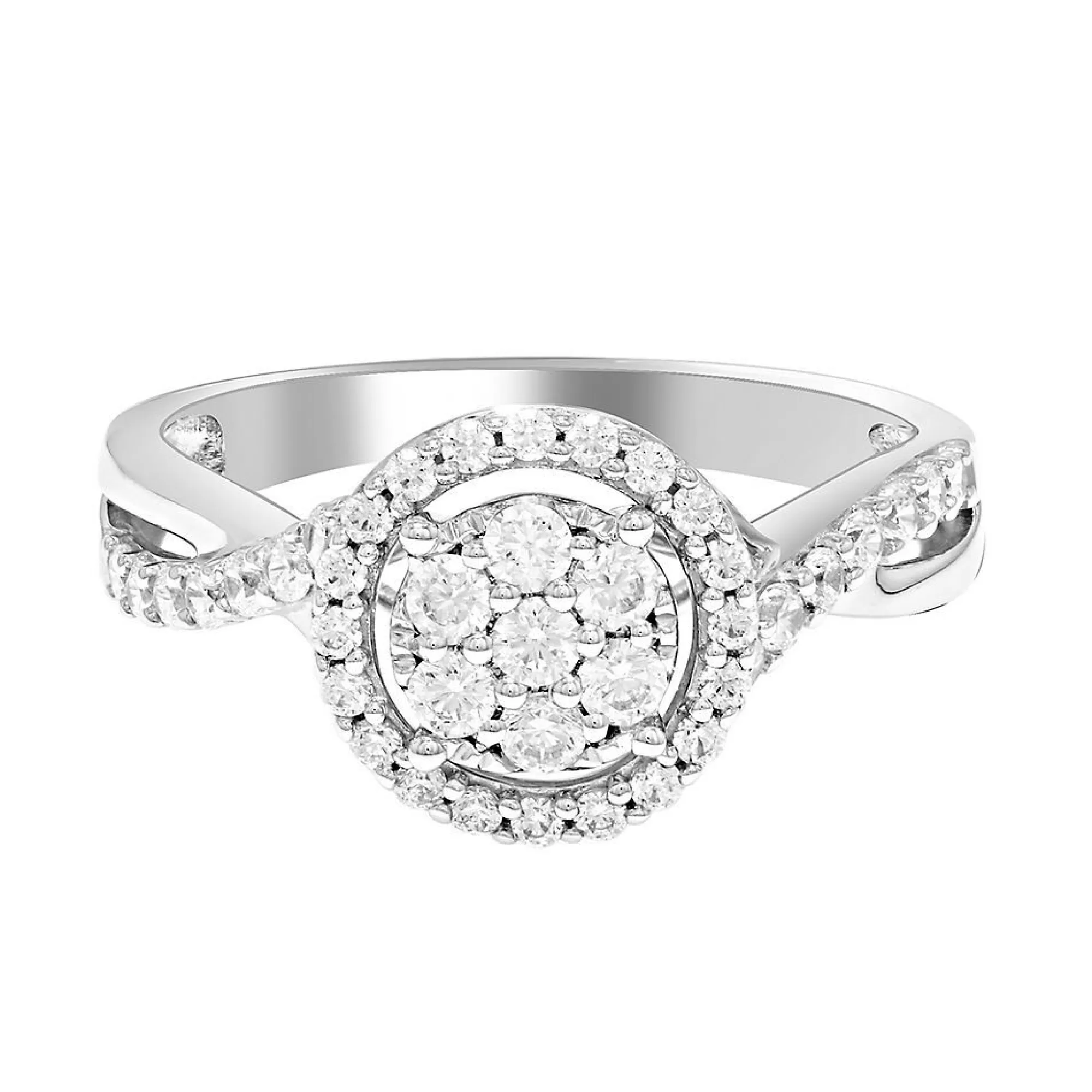 Rings^Mirabela® 5/8 Ct. Tw. Diamond Halo Cluster Ring In 10K White Gold
