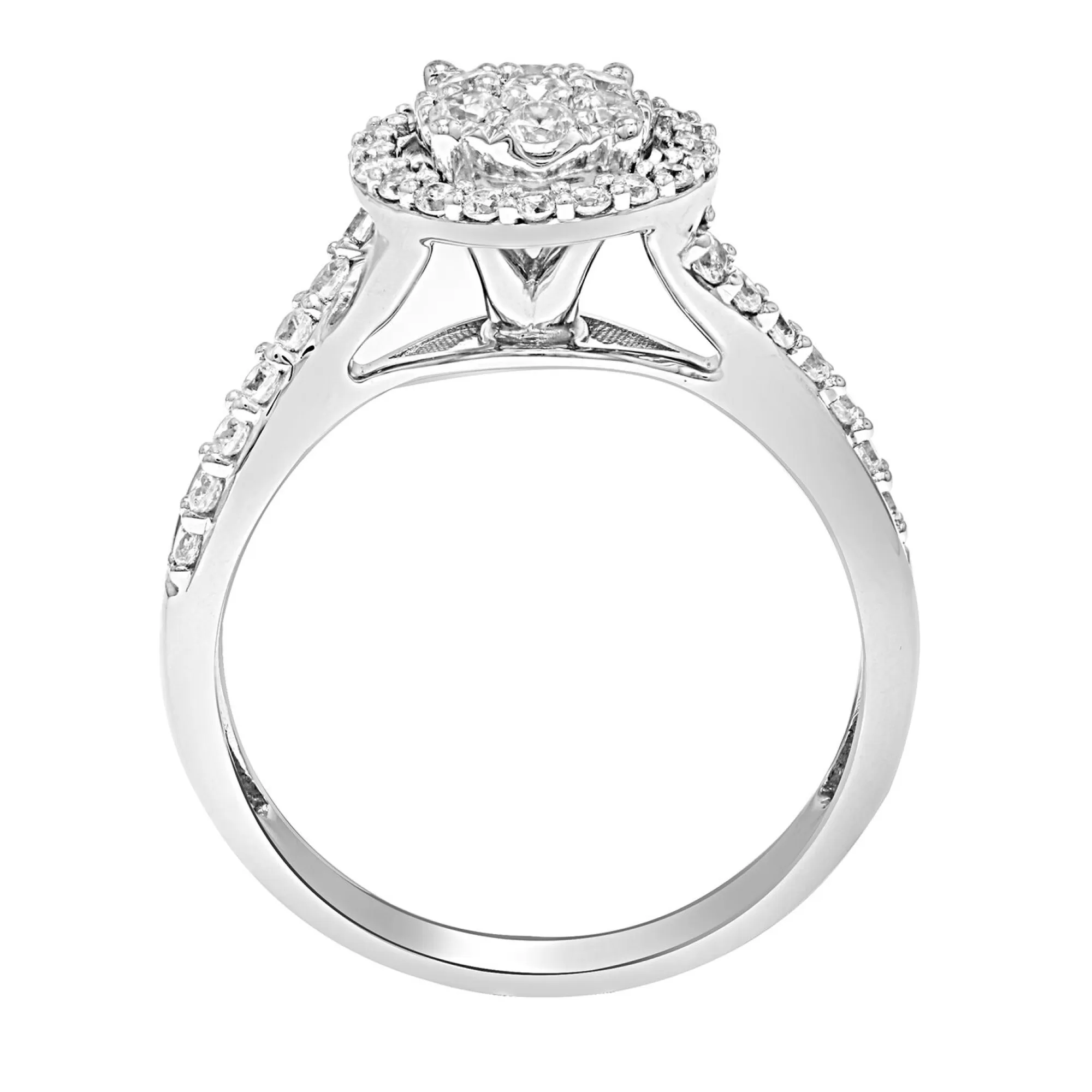 Rings^Mirabela® 5/8 Ct. Tw. Diamond Halo Cluster Ring In 10K White Gold