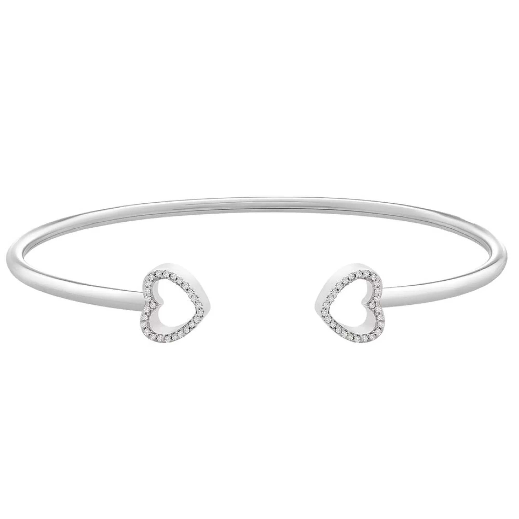 Bracelets^* 1/10 Ct. Tw. Diamond Heart Bangle Bracelet In Sterling Silver