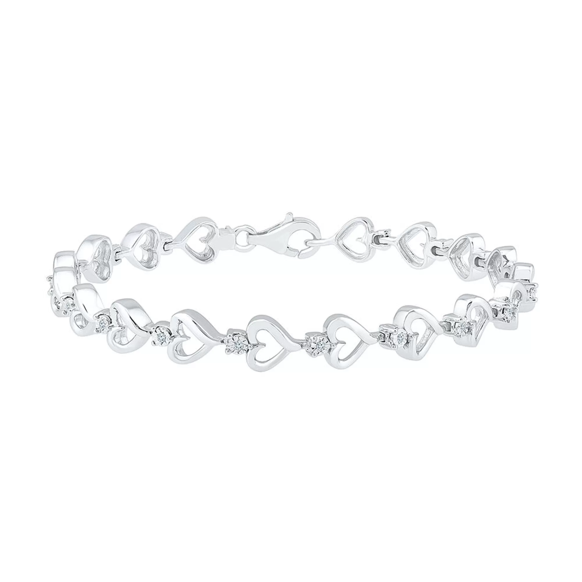 Bracelets^* 1/10 Ct. Tw. Diamond Heart Bracelet In Sterling Silver