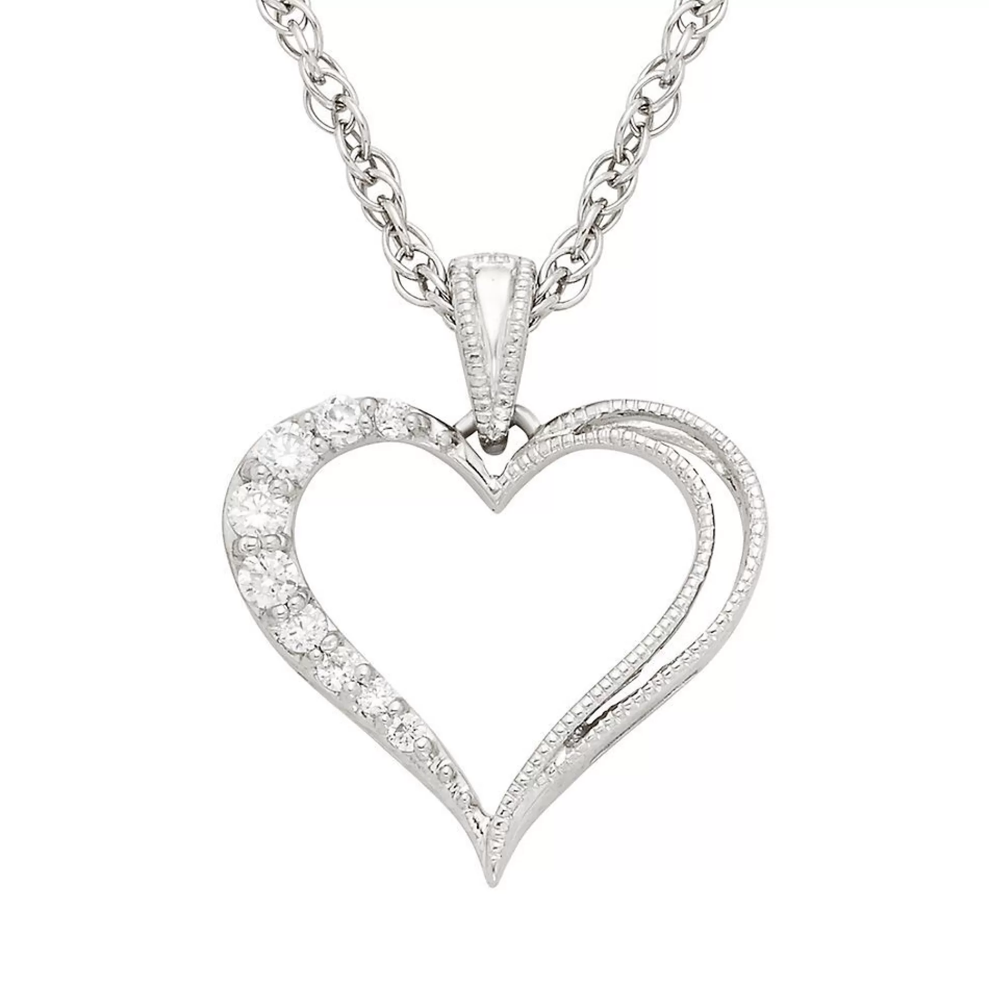 Necklaces & Pendants^* 1/10 Ct. Tw. Diamond Heart Pendant In Sterling Silver