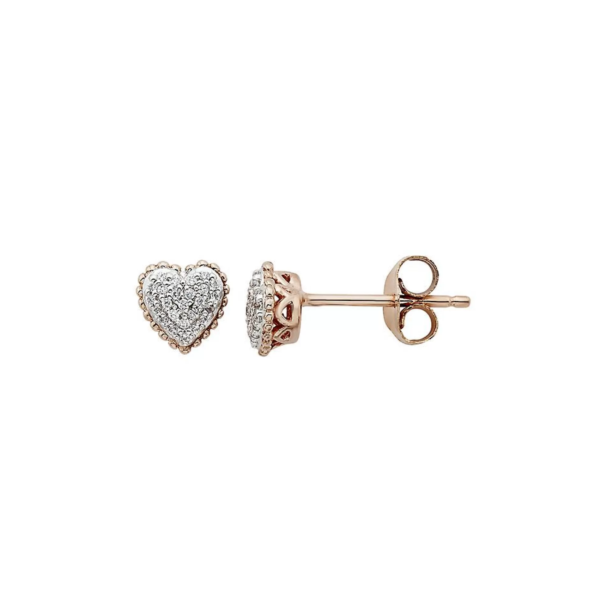 Earrings^Layering & Stacking 1/10 Ct. Tw. Diamond Heart Stud Earrings In 10K Rose Gold