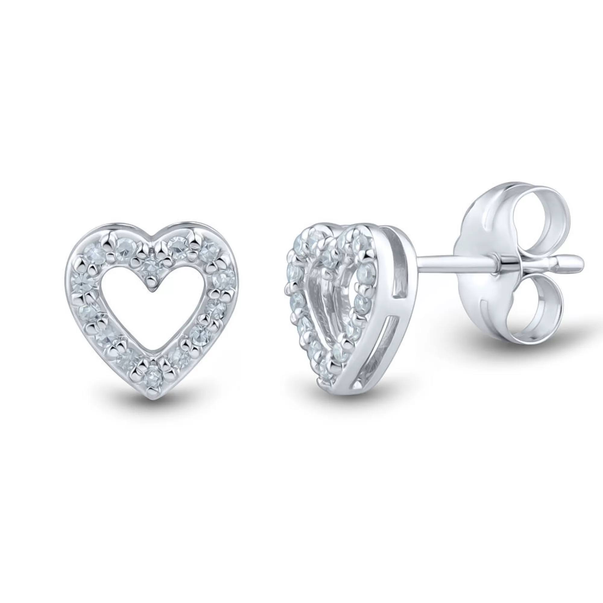Earrings^Layering & Stacking 1/10 Ct. Tw. Diamond Heart Stud Earrings In 10K White Gold