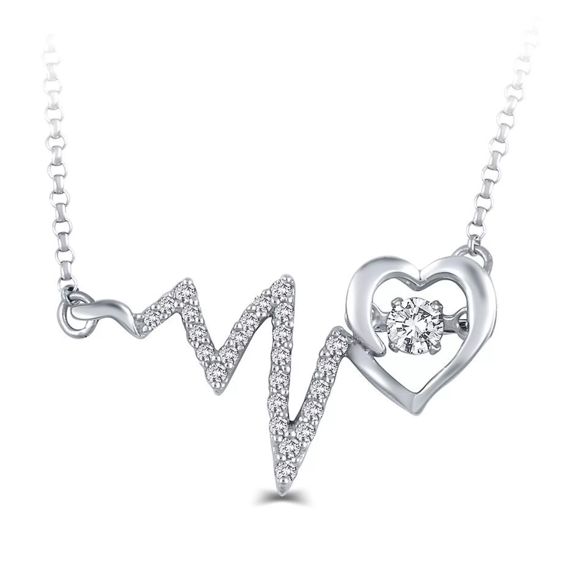 Necklaces & Pendants^Beat of Your Heart 1/7 Ct. Tw. Diamond Heartbeat Necklace In Sterling Silver