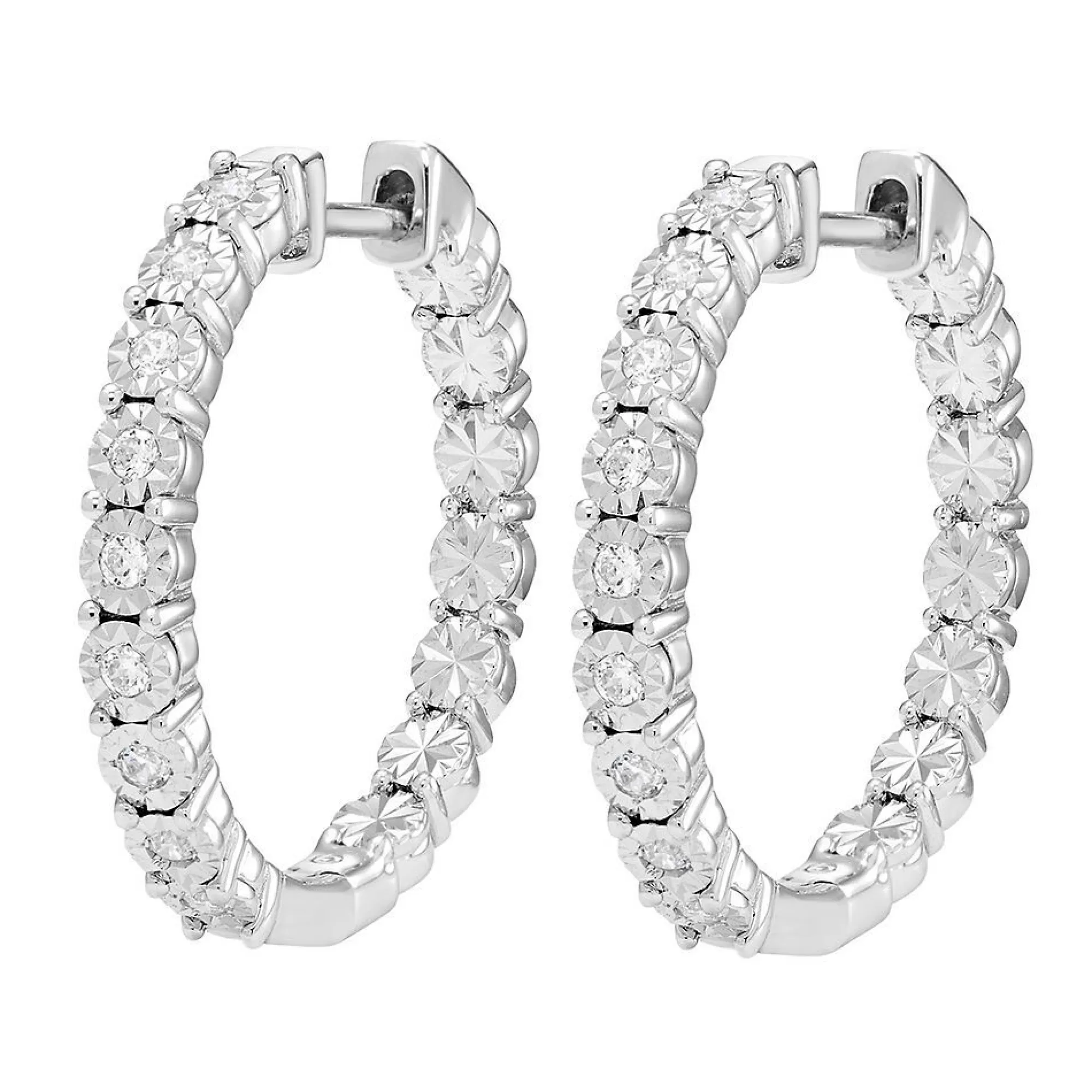 Earrings^* 1/4 Ct. Tw. Diamond Hoop Earrings In Sterling Silver