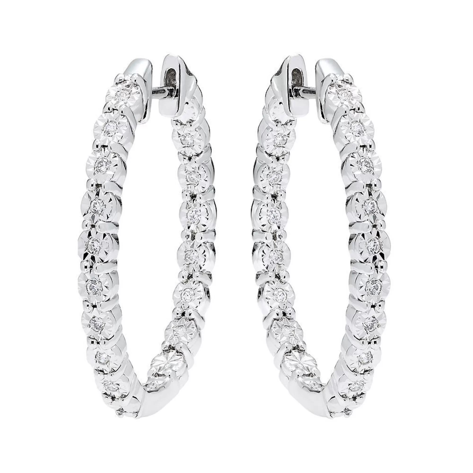 Earrings^* 1/4 Ct. Tw. Diamond Hoop Earrings In Sterling Silver