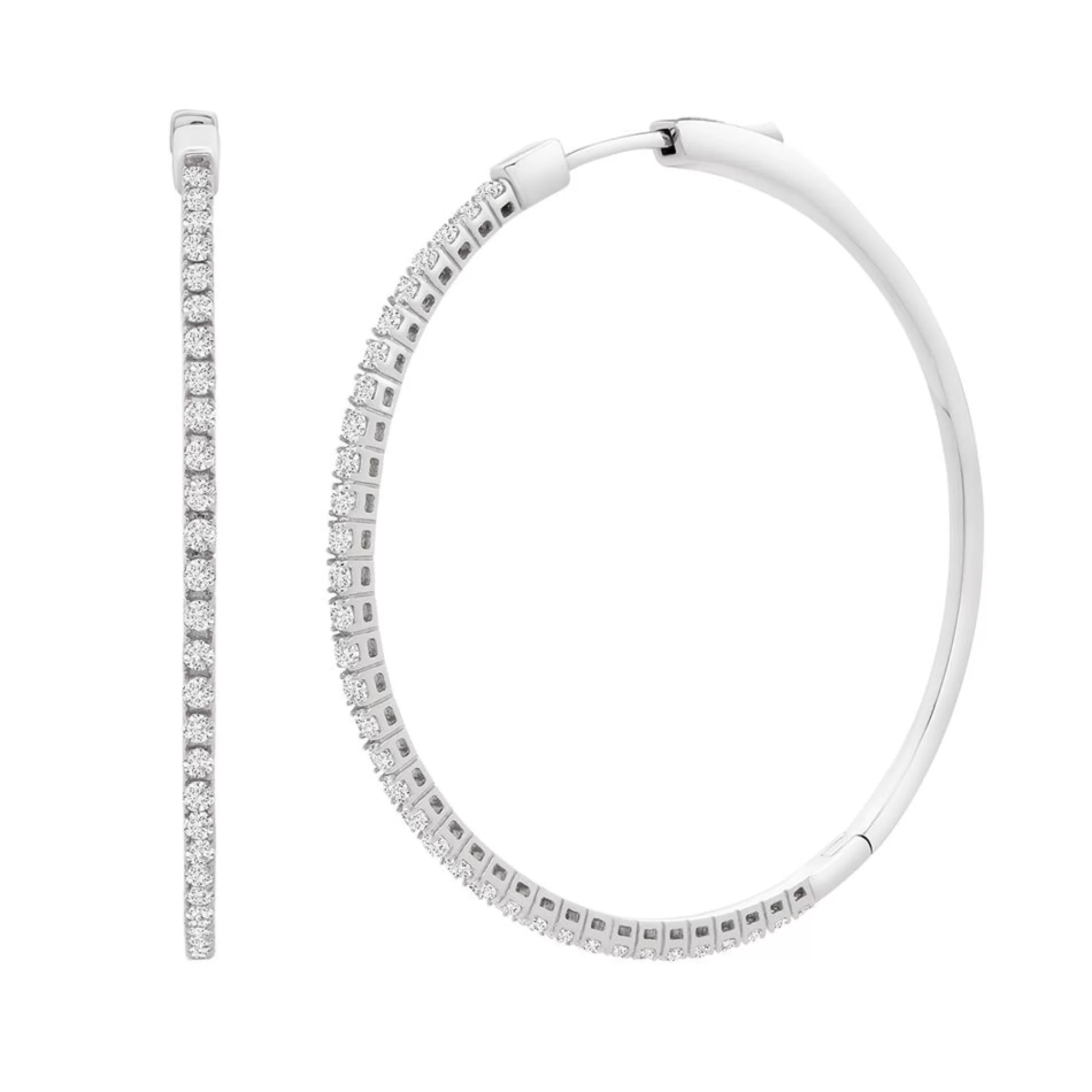 Earrings^* 1 Ct. Tw. Diamond Hoop Earrings In 10K White Gold