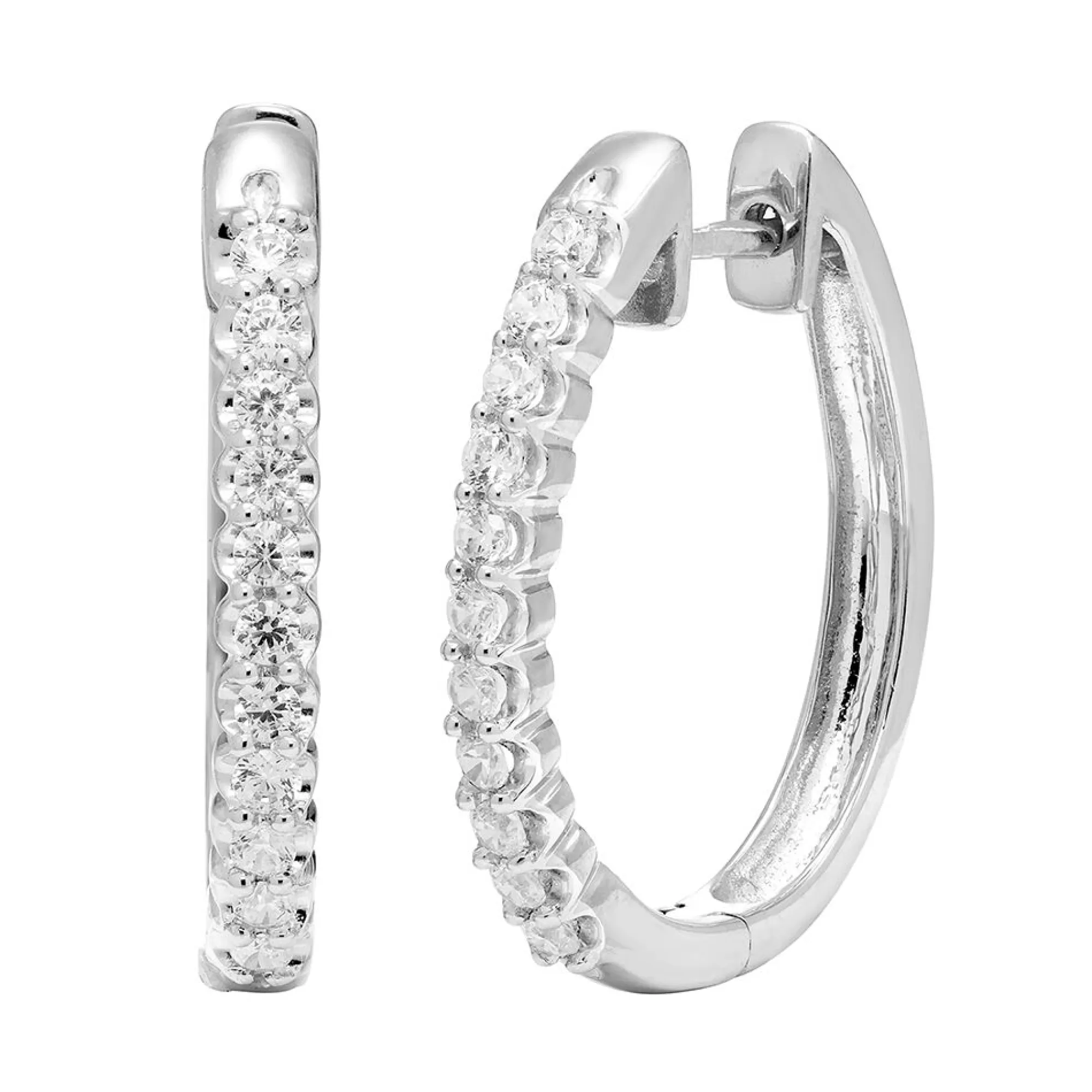 Earrings^* 1/2 Ct. Tw. Diamond Hoop Earrings In 10K White Gold