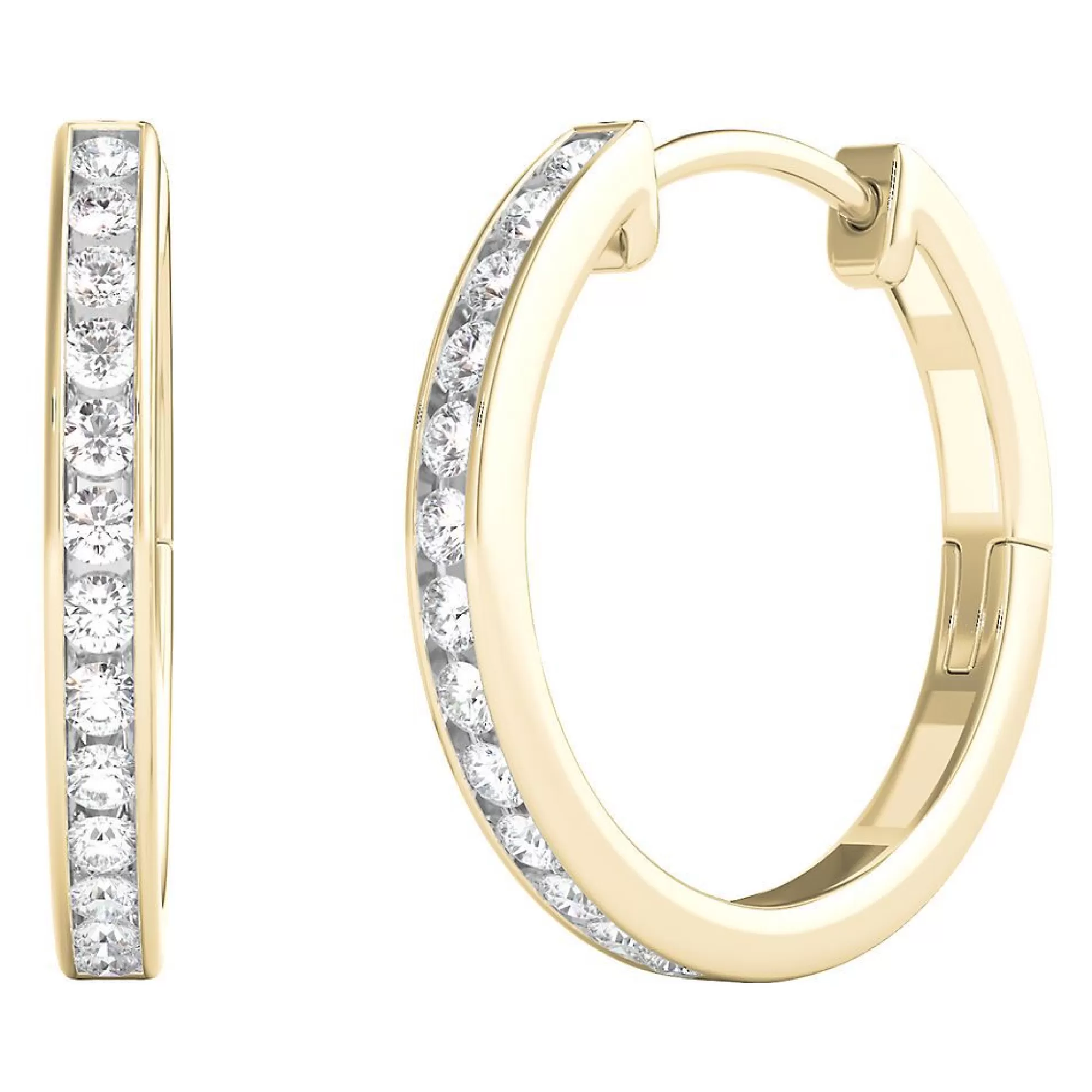 Earrings^* 1/4 Ct. Tw. Diamond Hoop Earrings In 10K Yellow Gold