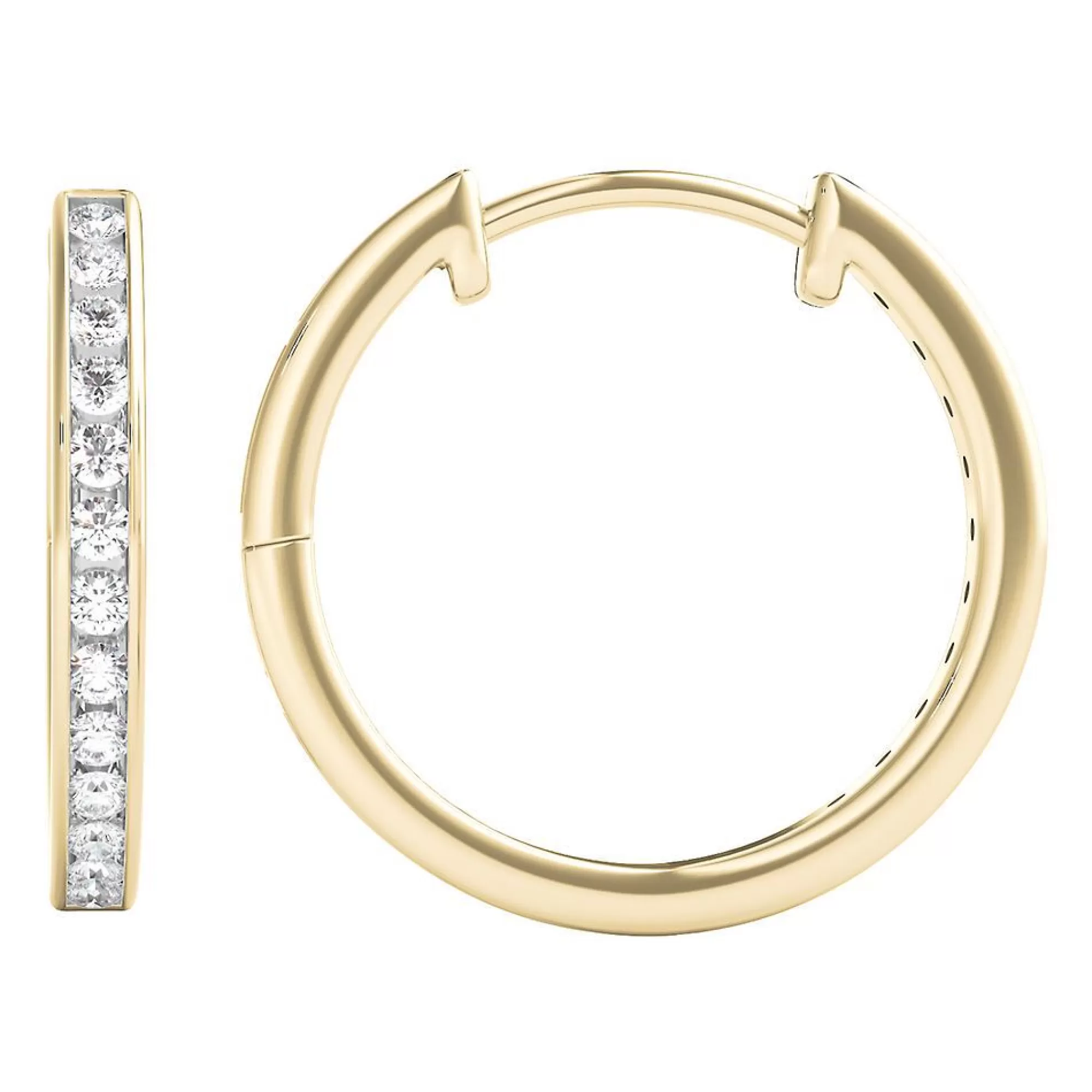 Earrings^* 1/4 Ct. Tw. Diamond Hoop Earrings In 10K Yellow Gold