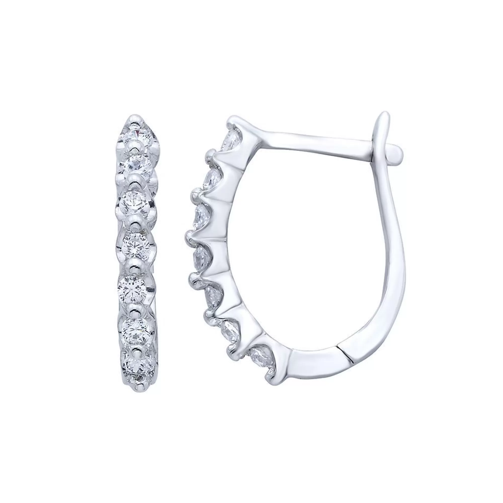 Earrings^* 1/4 Ct. Tw. Diamond Huggie Hoop Earrings In 10K White Gold