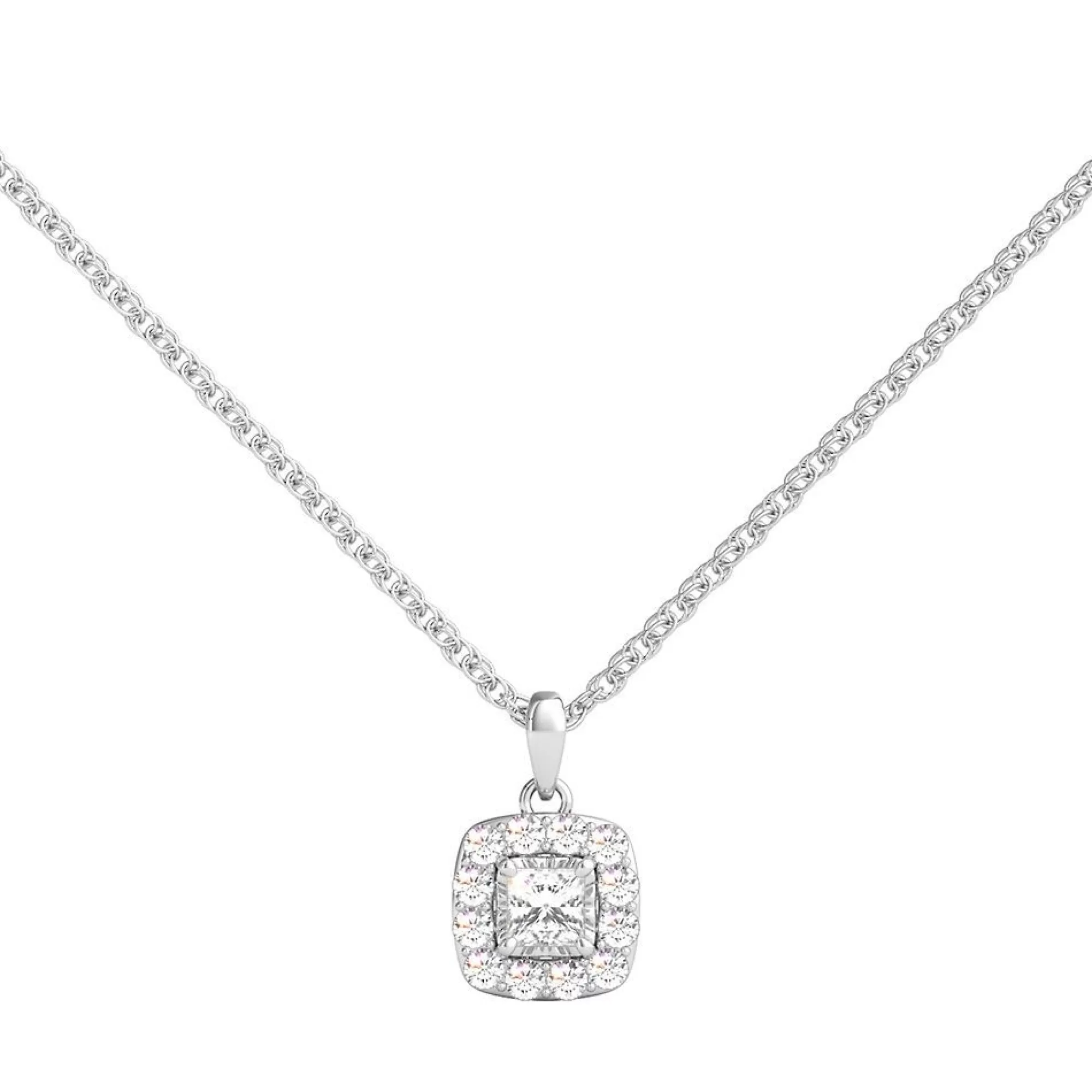 Necklaces & Pendants^* 1/4 Ct. Tw. Diamond Illusion Halo Pendant In 10K White Gold