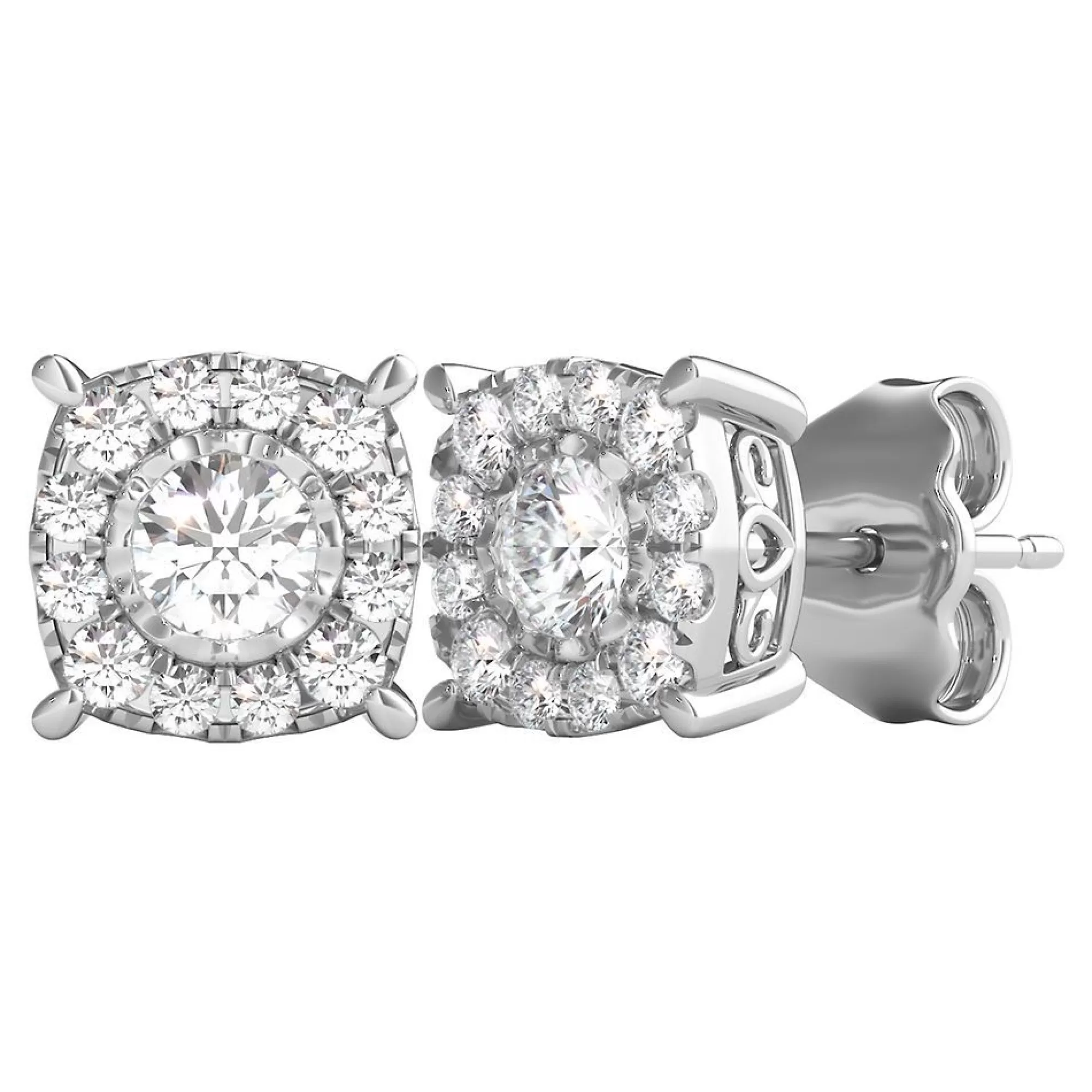 Earrings^* 1/2 Ct. Tw. Diamond Illusion Halo Stud Earrings In 10K White Gold