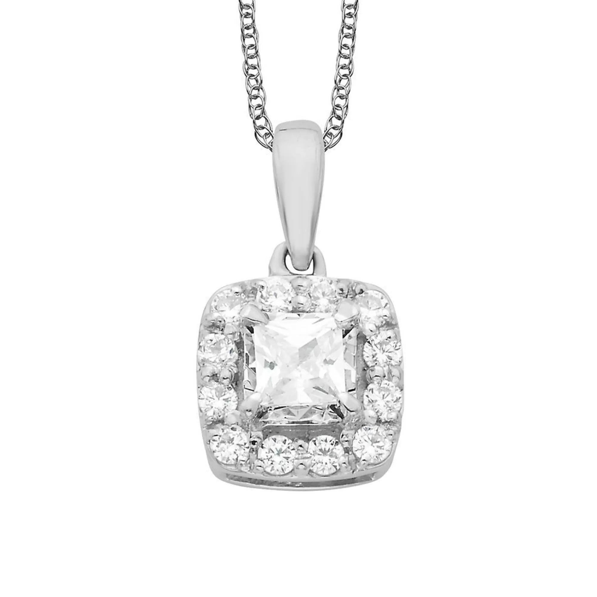 Necklaces & Pendants^* 1/2 Ct. Tw. Diamond Illusion Pendant In 10K White Gold