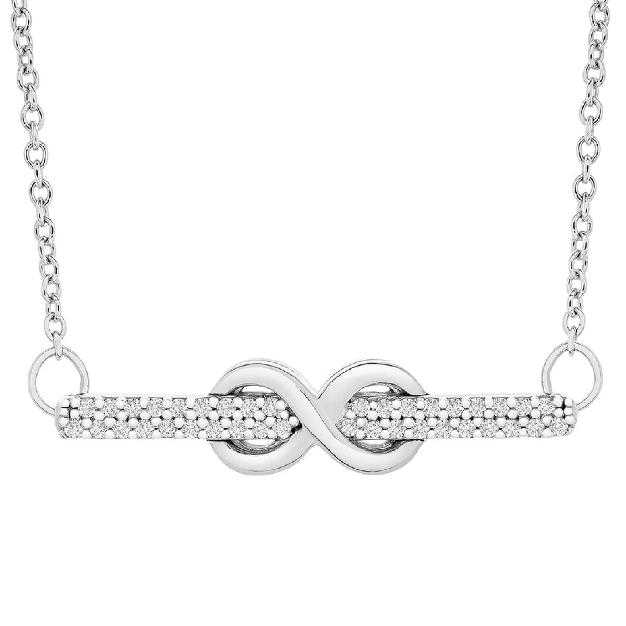 Necklaces & Pendants^* 1/10 Ct. Tw. Diamond Infinity Bar Necklace In Sterling Silver