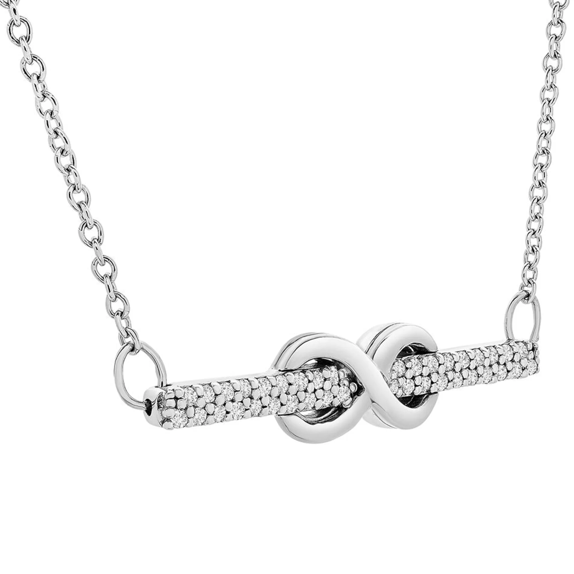 Necklaces & Pendants^* 1/10 Ct. Tw. Diamond Infinity Bar Necklace In Sterling Silver