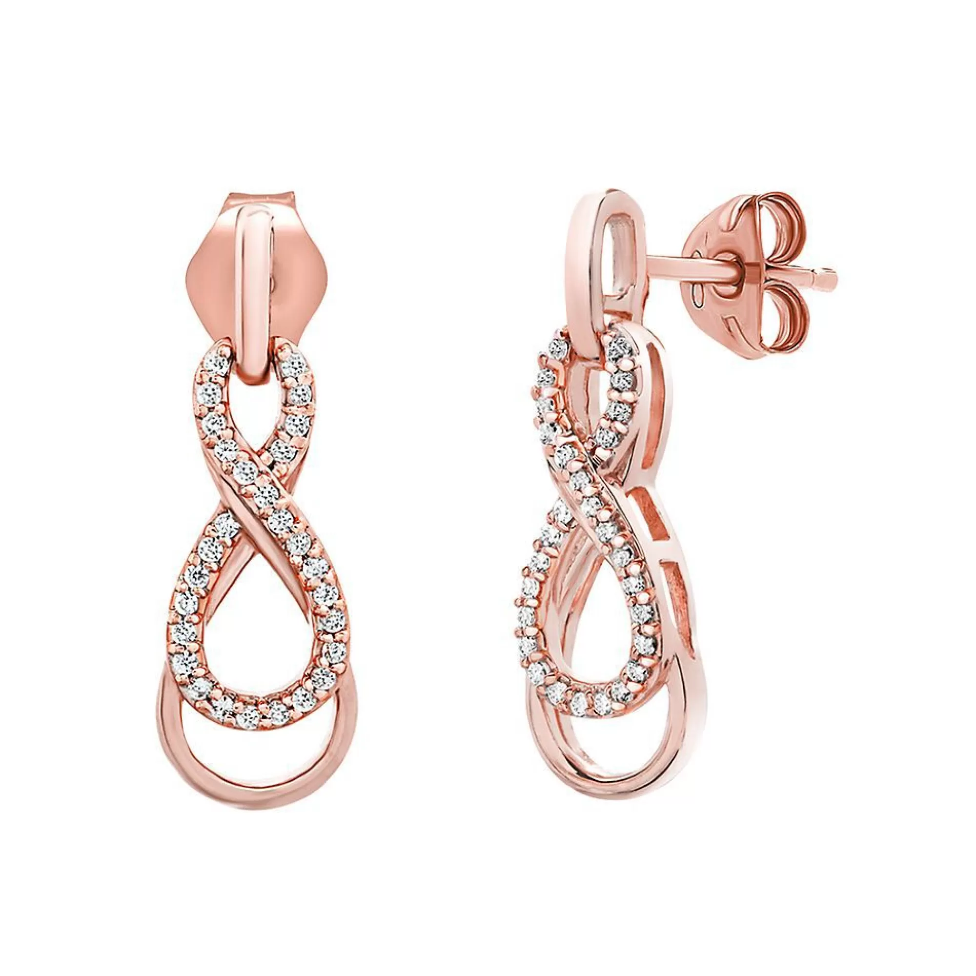 Earrings^* 1/10 Ct. Tw. Diamond Infinity Earrings In 10K Rose Gold