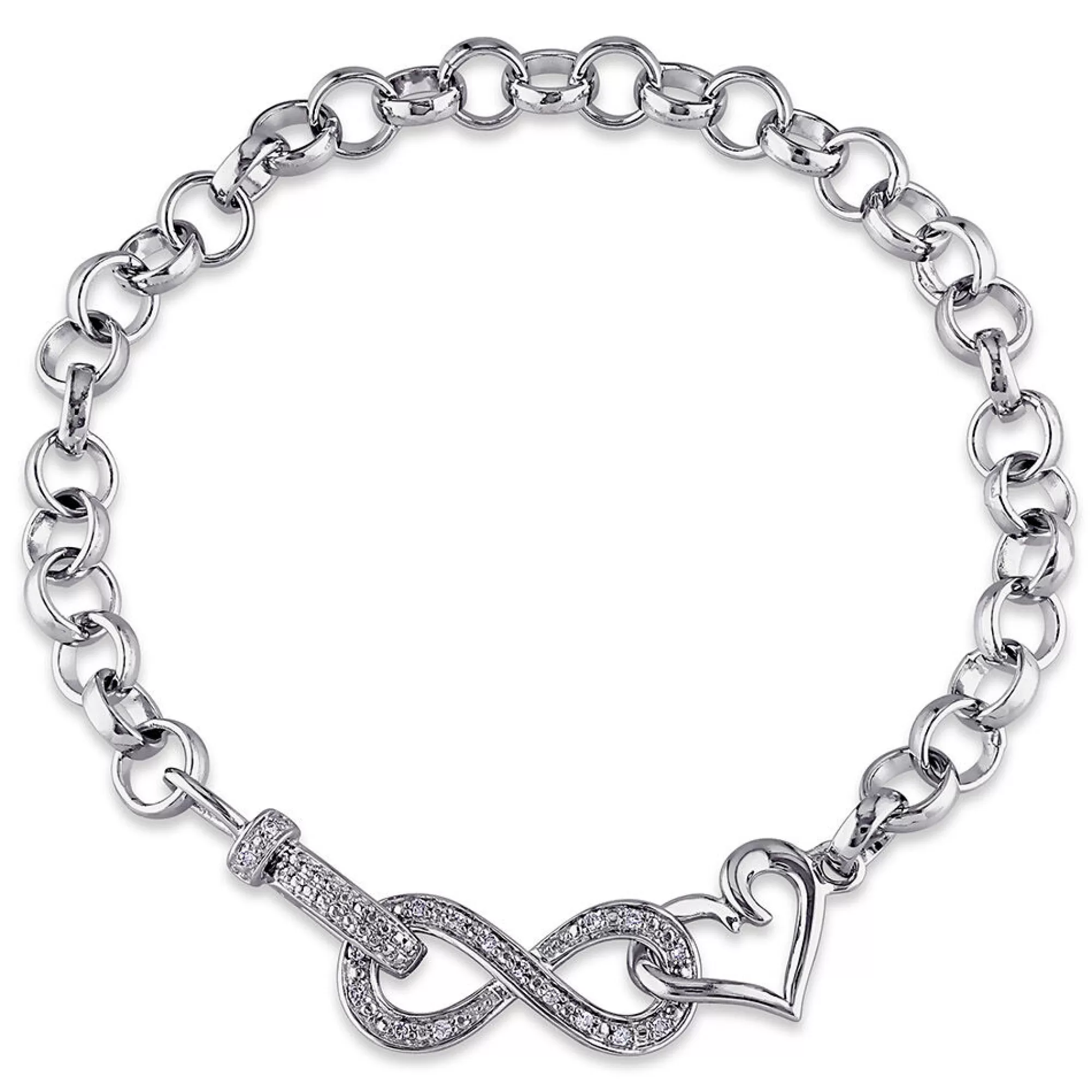 Bracelets^* 1/10 Ct. Tw. Diamond Infinity Heart Bracelet In Sterling Silver